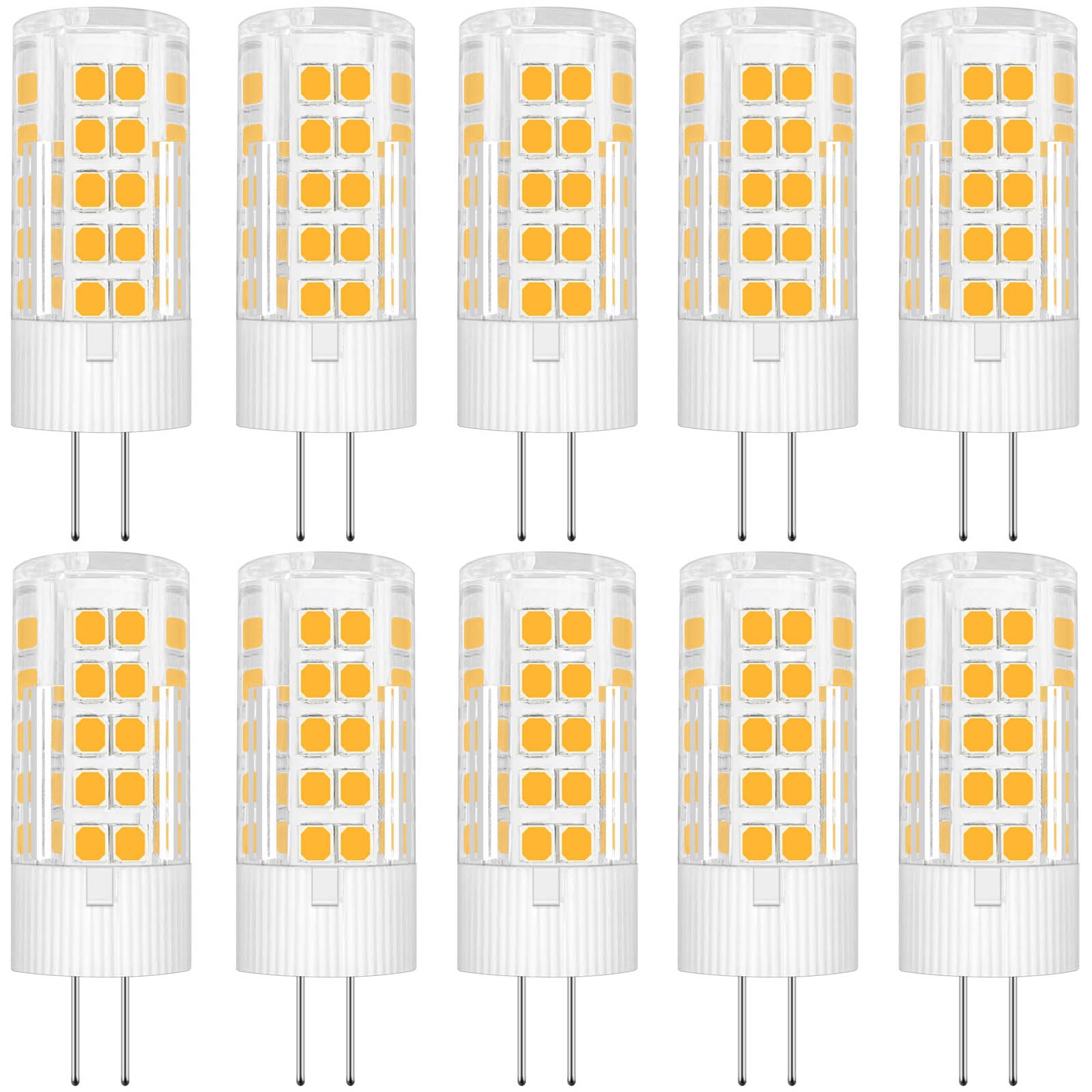 ZHENMING G4 LED Bulbs 110V-130V (Not Low Voltage 12V) G4 Bi-Pin Base Spotlight Lighting Dimmable 5W Warm White 3000K Replace 45W G4 Halogen Lamp, for Under-Cabinet Lights, Ceiling Lights, Pack of 10