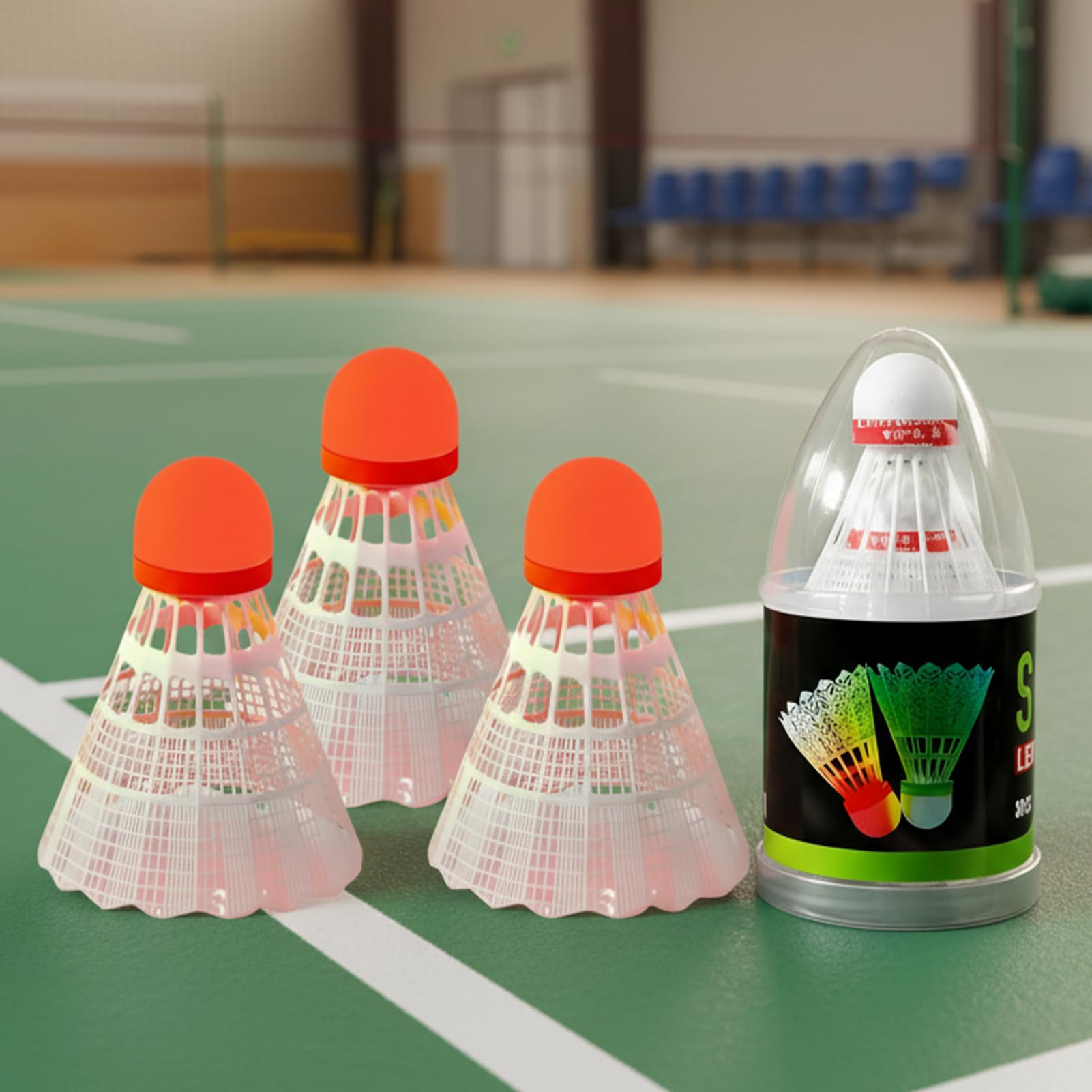 Volani da badminton – Set di tre volantini per allenamento notturno antivento, volantini per allenamento con luminosità luminosa, funzione di tracciamento migliorata, ideale per giocare in famiglia in
