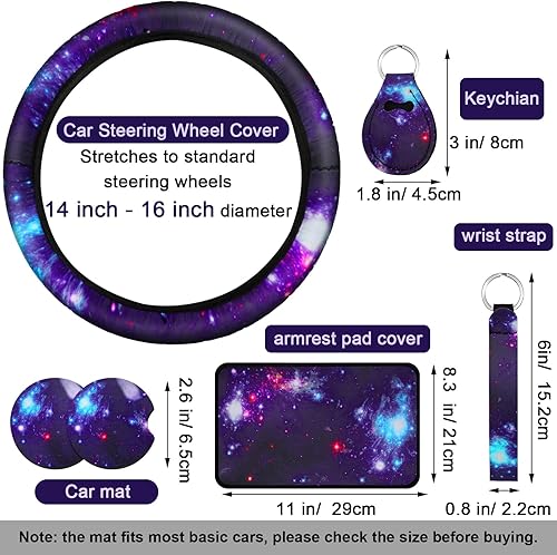 Miniatura 7 de Frienda 15 piezas Galaxy - Funda universal para asiento de automóvil, accesorios de automóvil Star Space Galaxy para reposacabezas separados,
