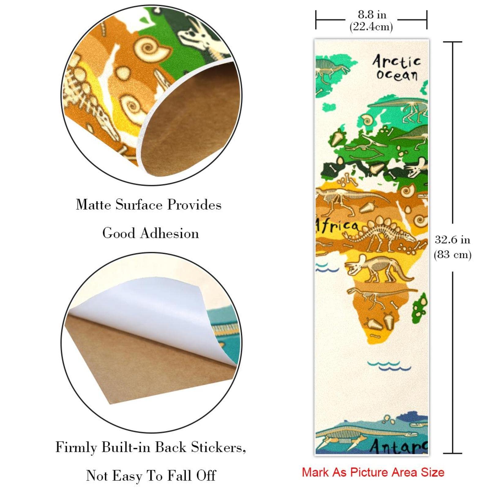 Lot de 2 feuilles de papier abrasif motif carte de dinosaure pour planche de skateboard et longboard