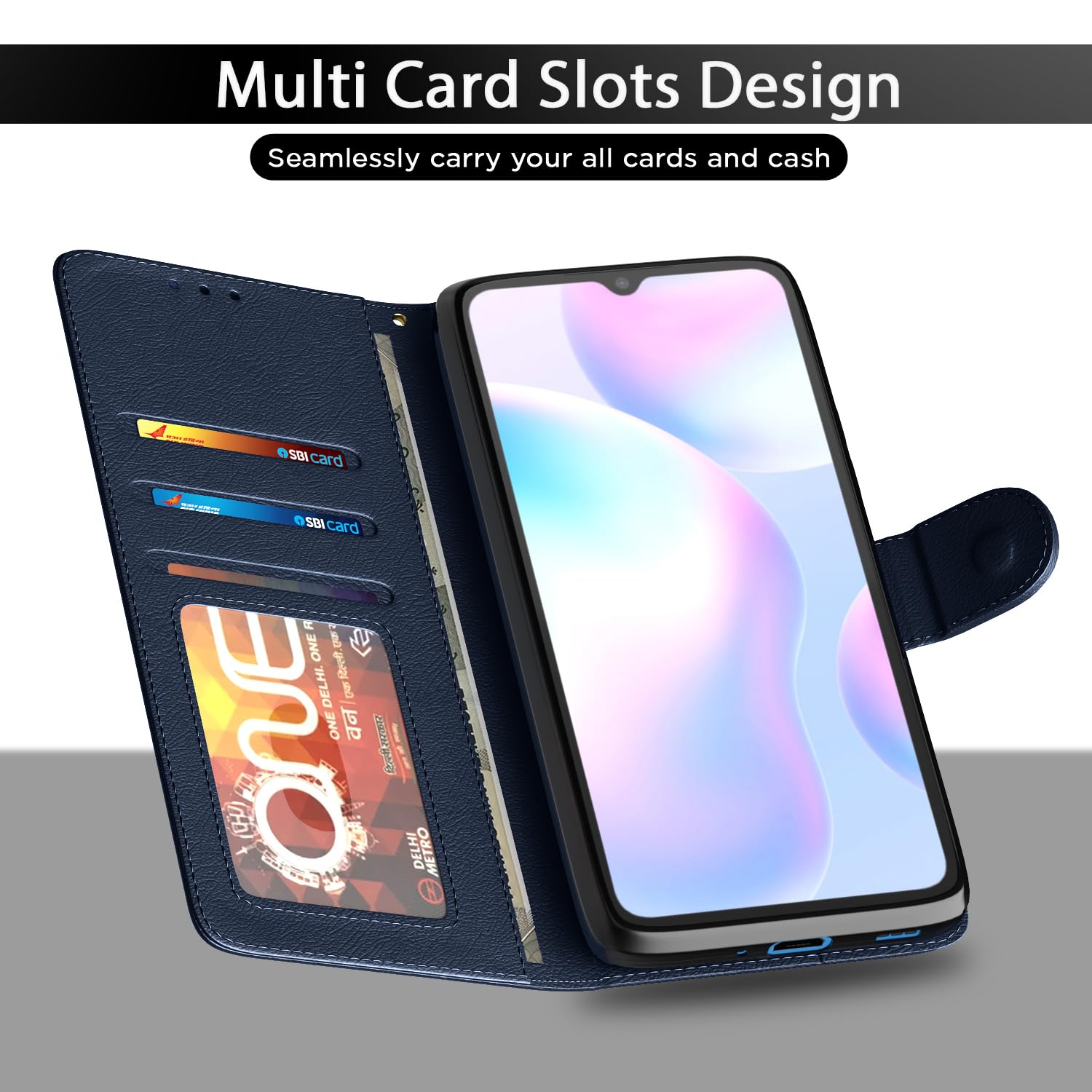 小物 meeeeq Pikkme Redmi 9A / 9i / 9A Sport Flip Cover Leather Finish | Inside