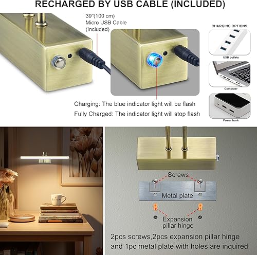 Miniatura 7 de Luz para Cuadros, Luces para Cuadros de Pared Inalámbricas, Luces para Cuadros de 16" con Temporizador y Regulables, Luces de Pared a Batería