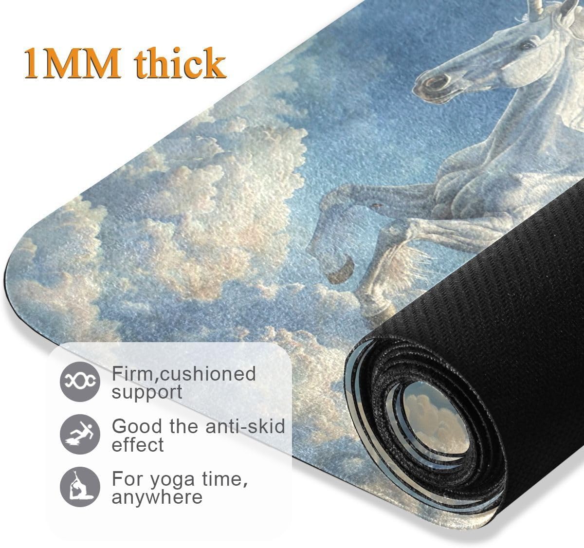 ALAZA Unicorn Flying Cloud Yoga Mat Non Slip Fitness Exercise Mat, Workout Mat for Yoga, Pilates and Floor Exercises