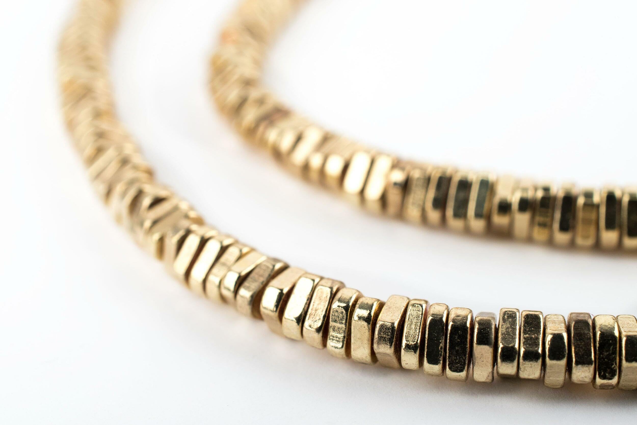 The Bead Chest Faceted Gold Triangle Heishi Beads (4mm, 16 inch Strand)