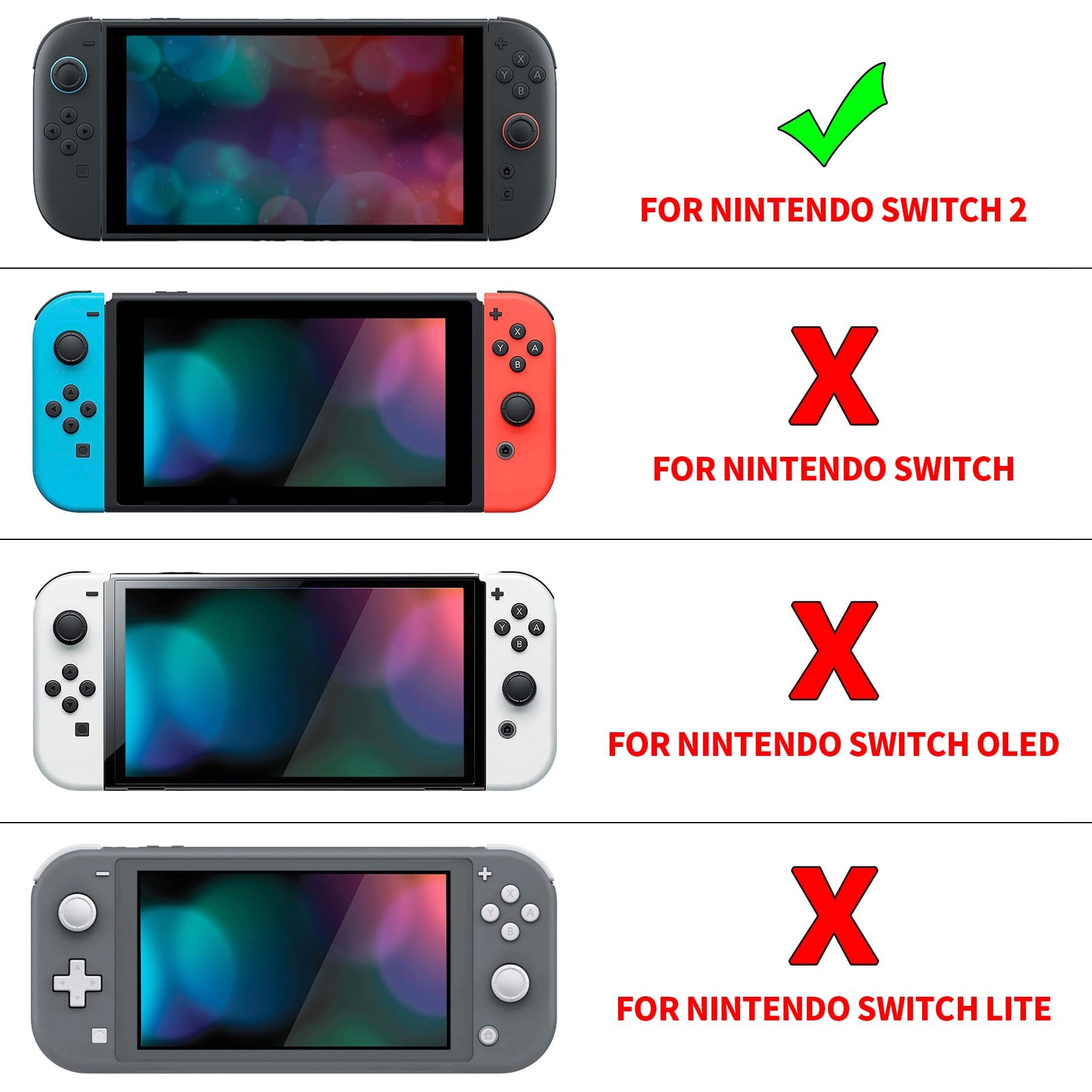 eXtremeRate Cover Tasti Kit + Levette Analogiche 3D Ricambio per Nintendo Switch 2 Controller - Transparente Nero