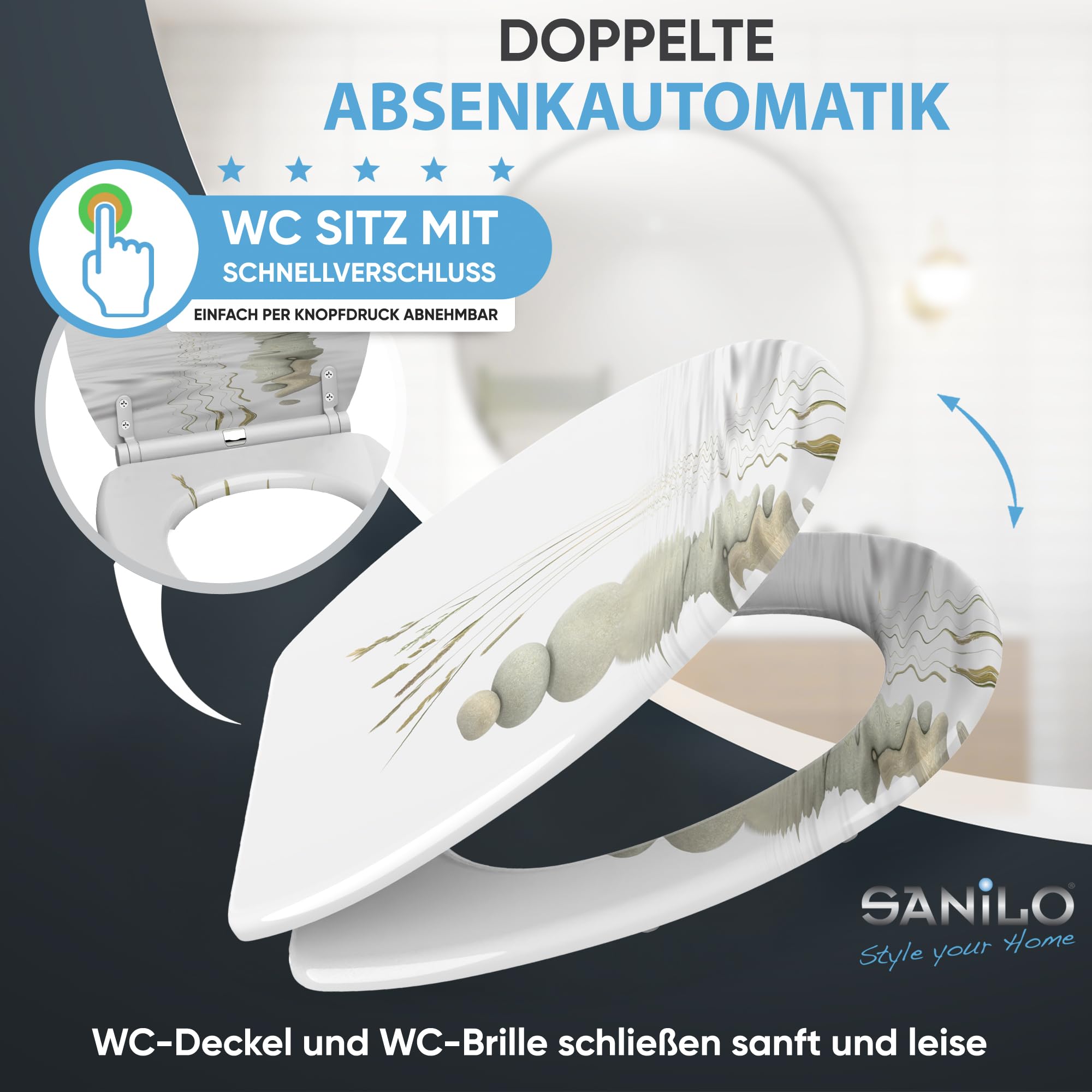 Sanilo WC Sitz mit Absenkautomatik & Quick-Release aus Holz, Balance