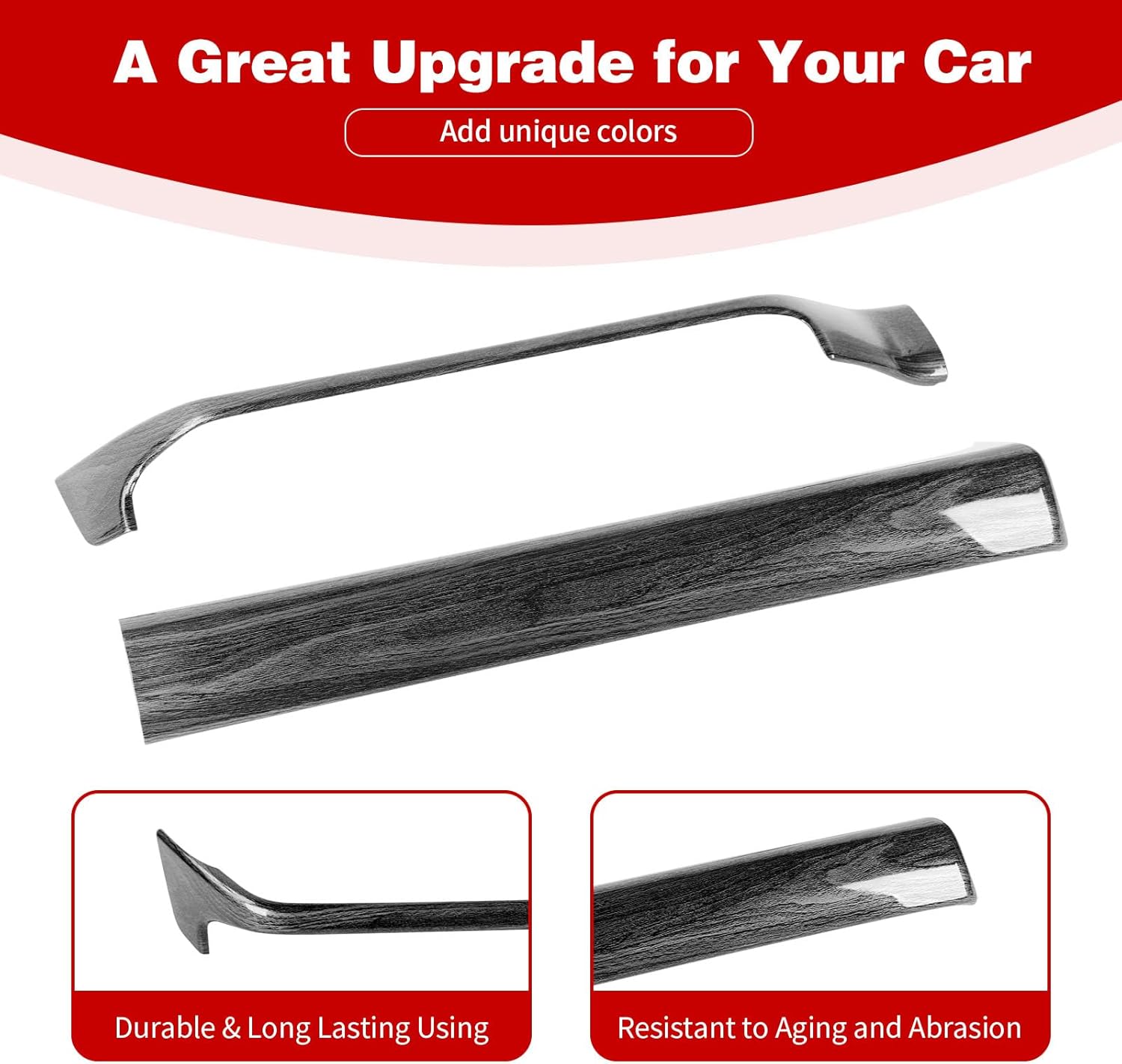 for Silverado Center Console Dashboard Panel Trim Cover for Chevy Silverado 2022 up Black Wood Grain Interior Accessories 2pcs