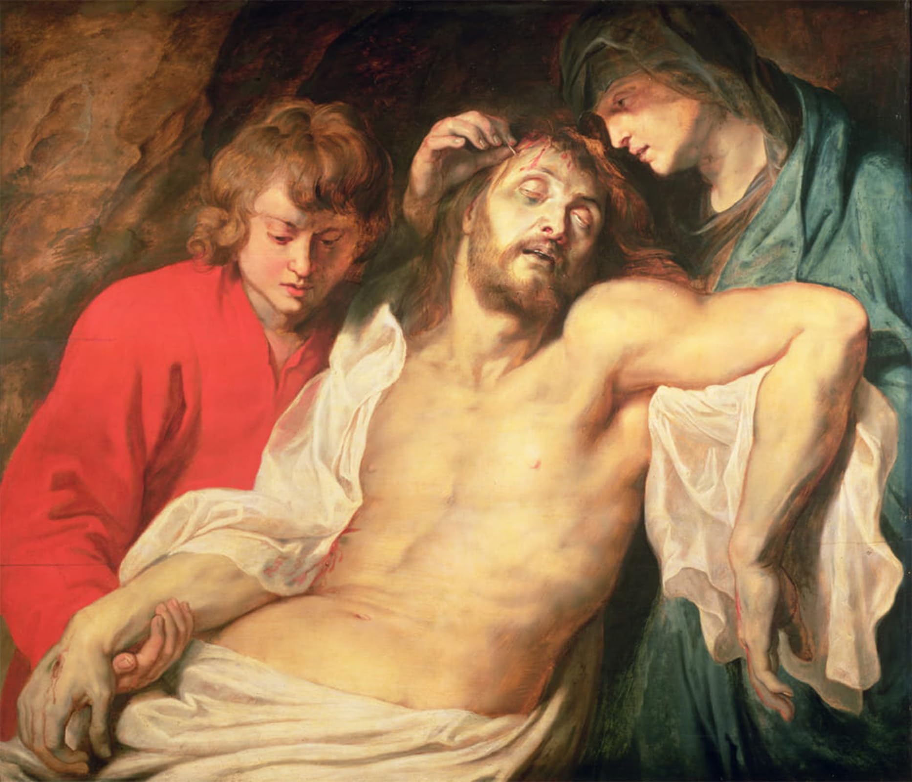 Lienzo Compianto di Cristo Rubens cuadro de pintura barroca decoracion de interiores vertical 60x90cm 5