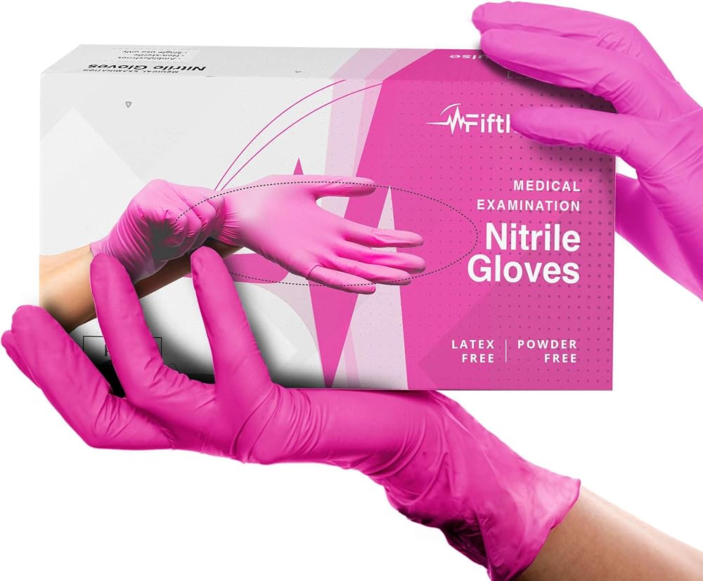 FifthPulse Fuchsia Hot Pink Nitrile Disposable Gloves -3 Mil Medical Exam Nitrile Gloves -Powder and Latex Free — 사진 1