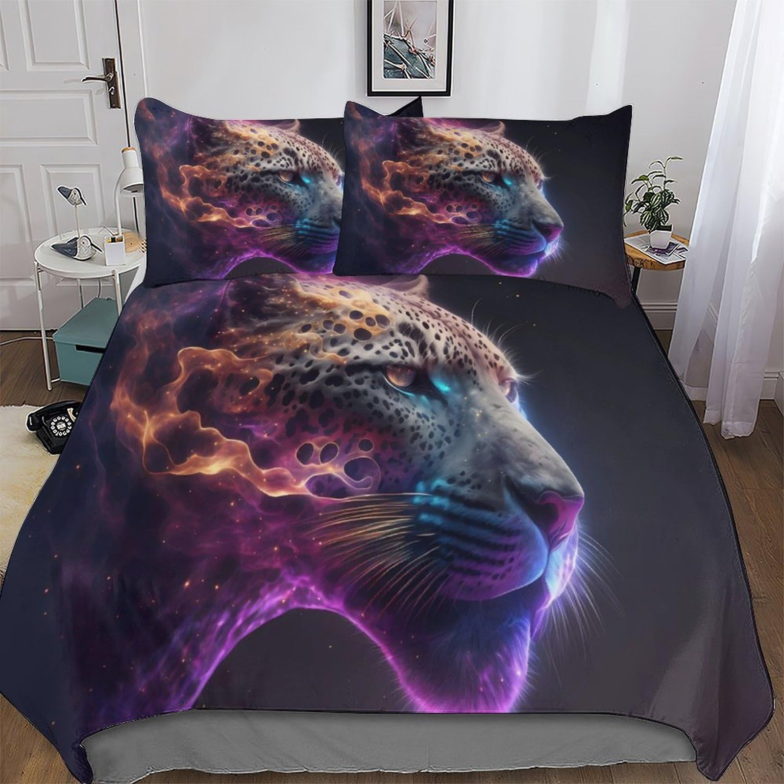 Housse de couette Jaguar 3 pièces en microfibre 220x240cm pour lit d'enfant et adulte