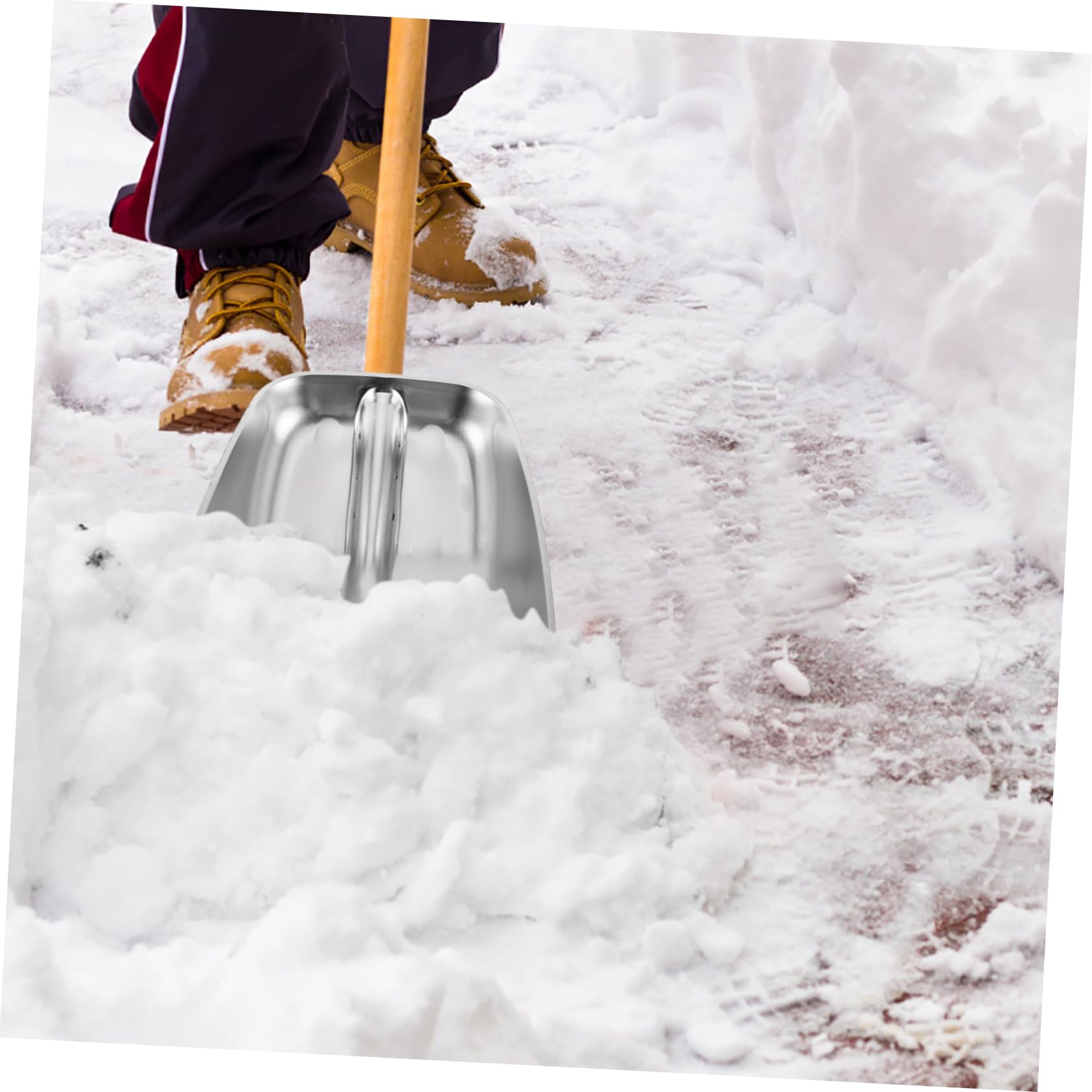 Mipcase Testa di Pala da Neve in Acciaio Inossidabile Argento, Design Efficiente e Facile Installazione, per Rimozione Neve e Gestione Cereali All'aperto