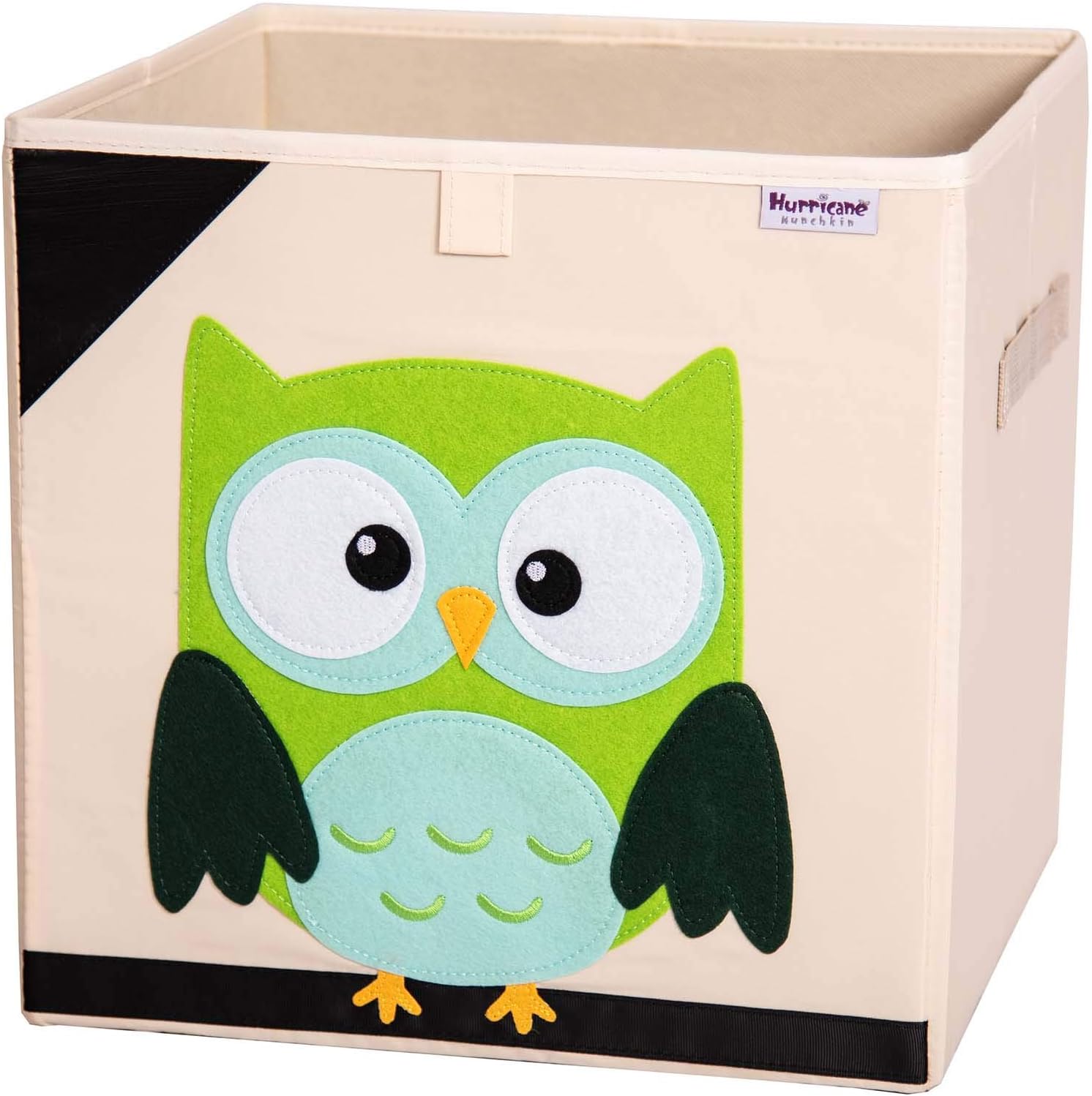 Toy Storage Box | Bin Organizer to Store Children Toys, Stuffed Animals, Books & Clothes (13" x 13" x 13") | Great for Nursery, Kids Bedroom & Playroom - Owl