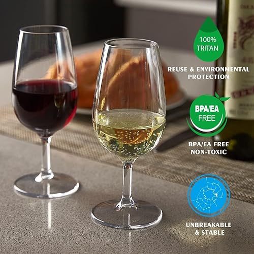 Miniatura 4 de MICHLEY Copas de vino irrompibles con tallo 100% Tritan de plástico, sin BPA y aptas para lavavajillas, tamaño pequeño de 7.8 onzas, juego de 4