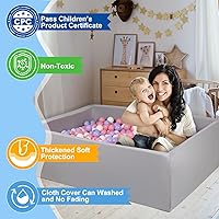 Vista 4 de Piscina de bolas de espuma para niños pequeños, piscina rectangular de 47 pulgadas para niños, piscina de bolas suave tamaño grande, regalo ideal