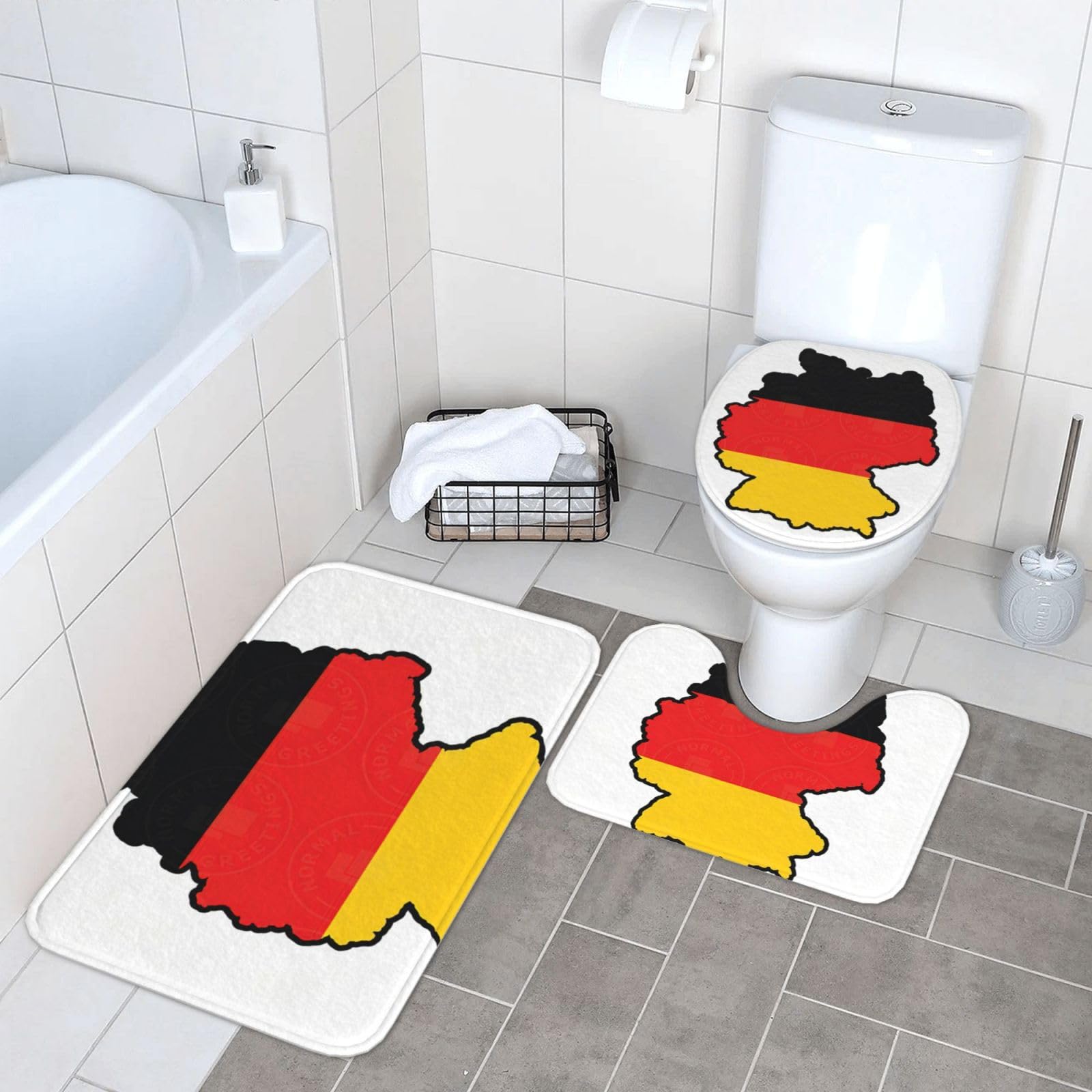 Tapis de salle de bain drapeau allemand antidérapant en flanelle