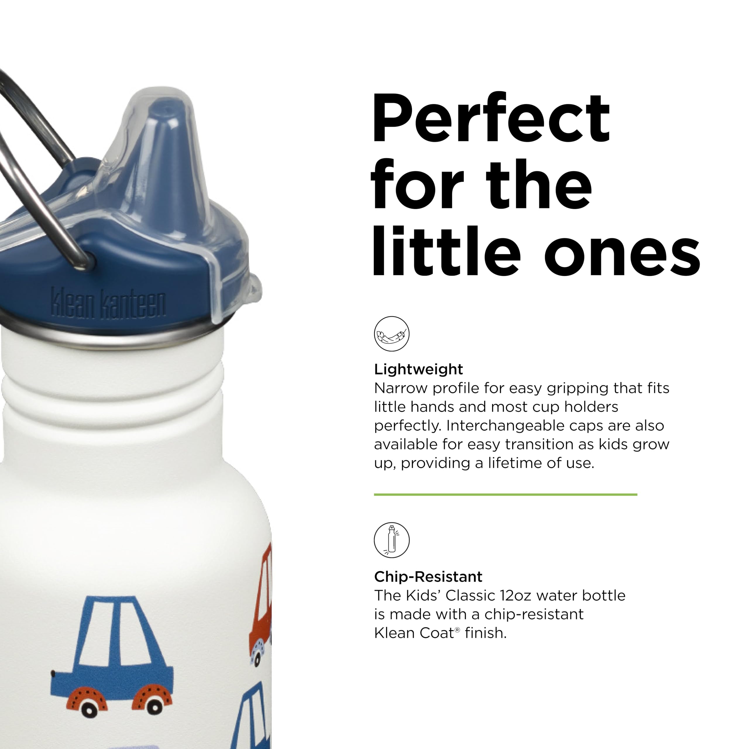 Klean Kanteen Butelka do picia Classic Narrow (Sippy Cap) z zamknięciem ze stali nierdzewnej w kolorze białym o pojemności 355 ml, 1011205