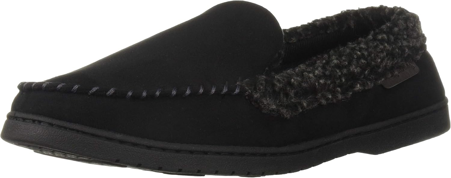 Dearfoams Men's Microsuede Moc Whipstitch Mem Foam Slipper