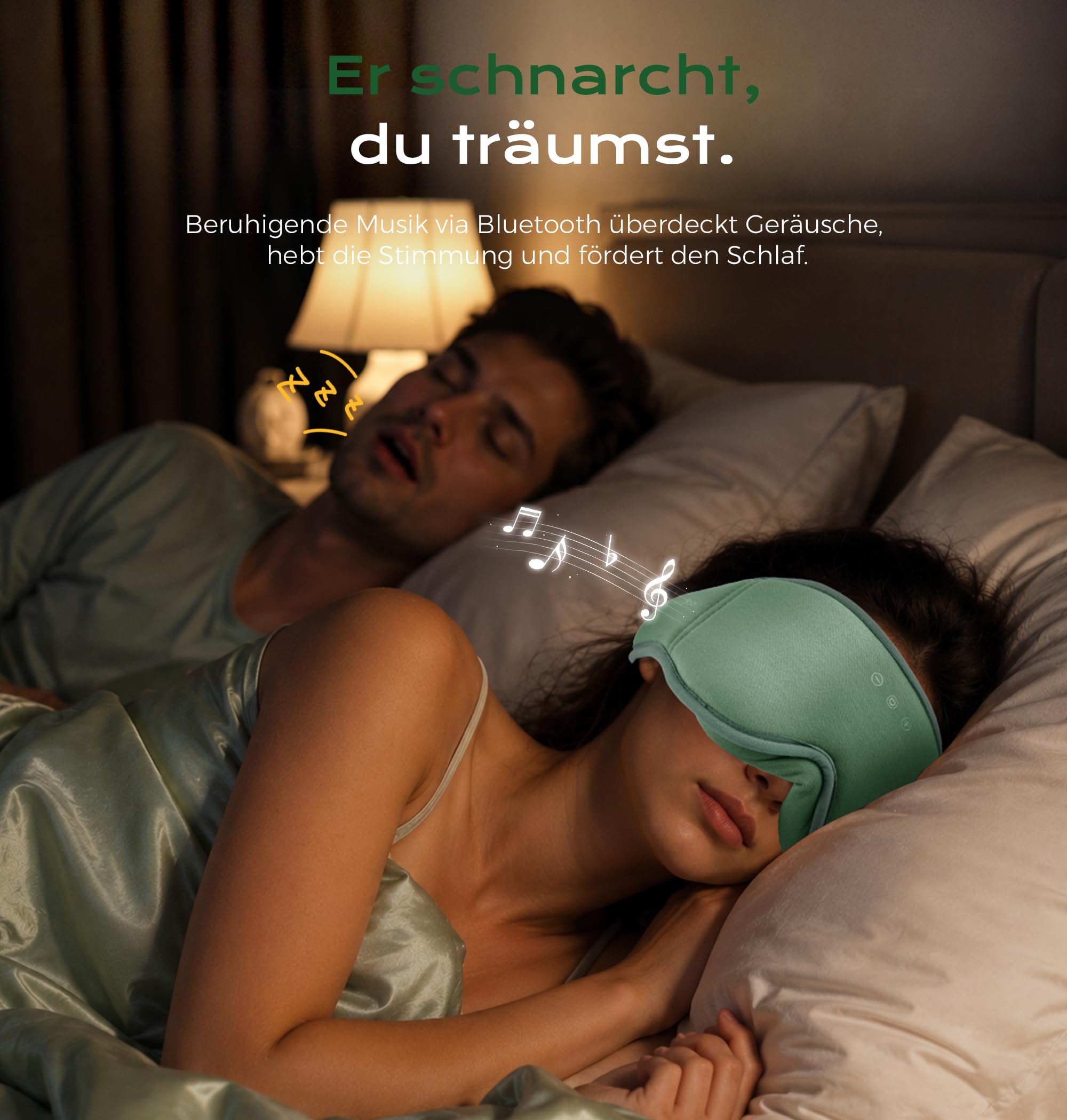 musicozy Masque de sommeil 3D en bambou Vert (xy) pour DE