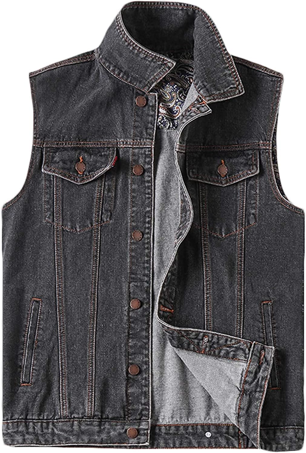 Mcdslrgo Men's Sleeveless Denim Vest Retro Casual Jean Vest Waistcoat