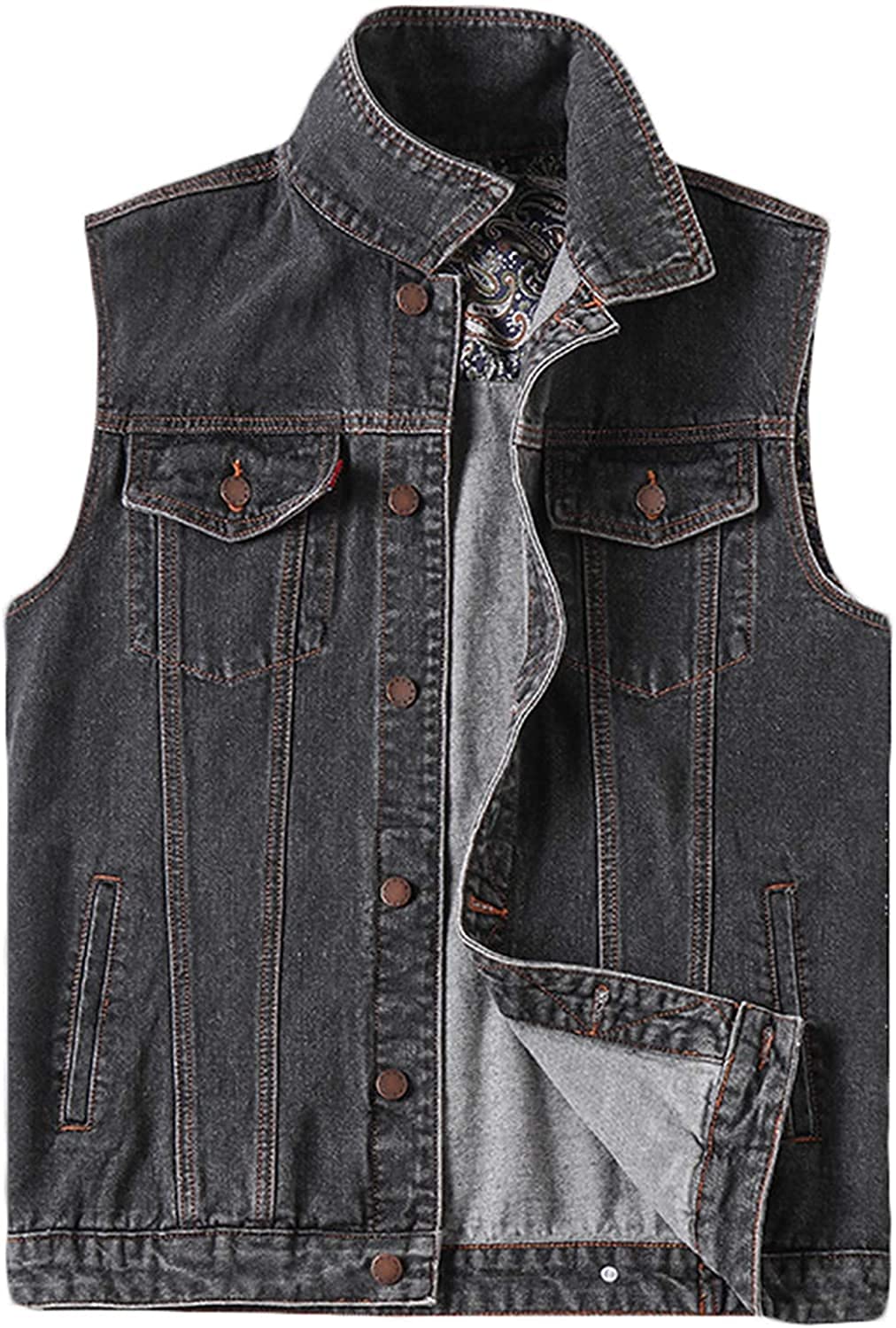 Mcdslrgo Men's Sleeveless Denim Vest Retro Casual Jean Vest Waistcoat