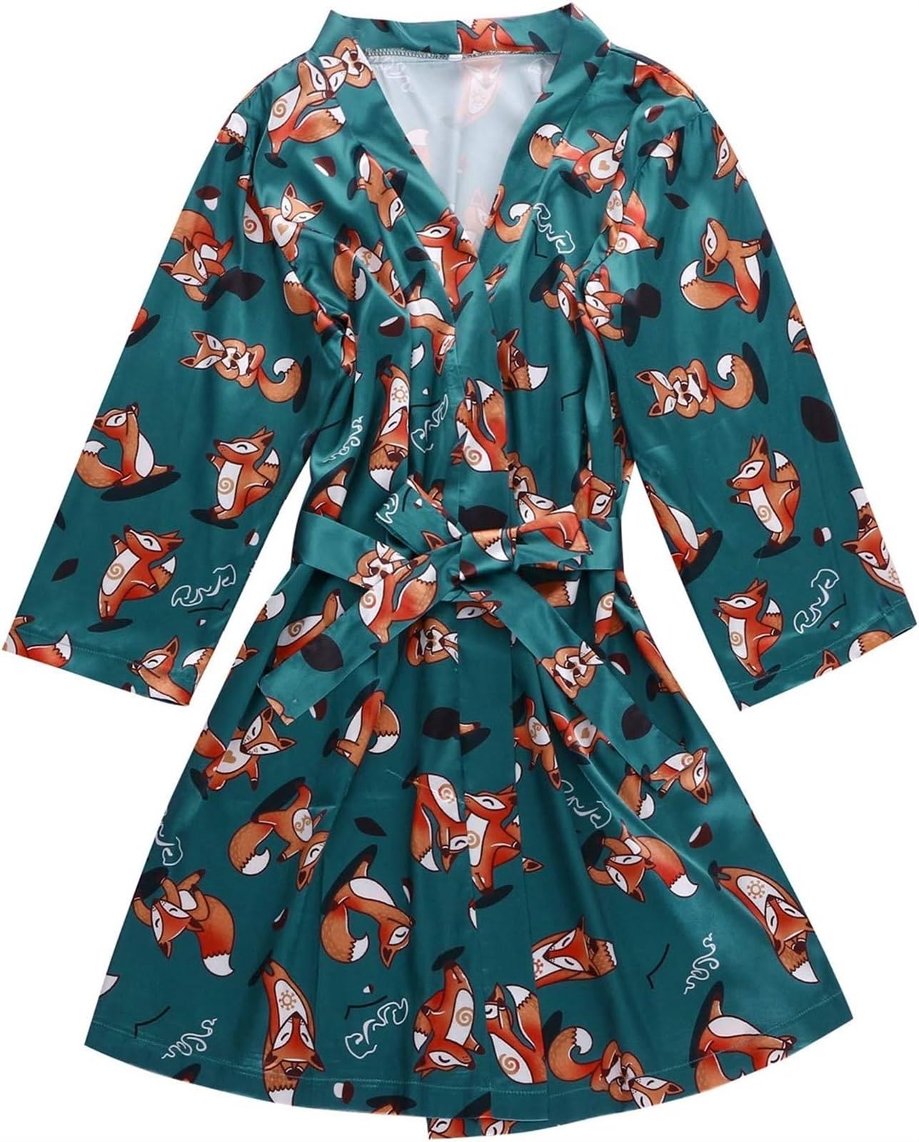Albornoz Para Viajes Piscina Pijamas De Satén Para Mujer, Camisón Cómodo Con Estampado Floral, Batas Lencería, Albornoz Abierto Frontal Ropa De Dormir