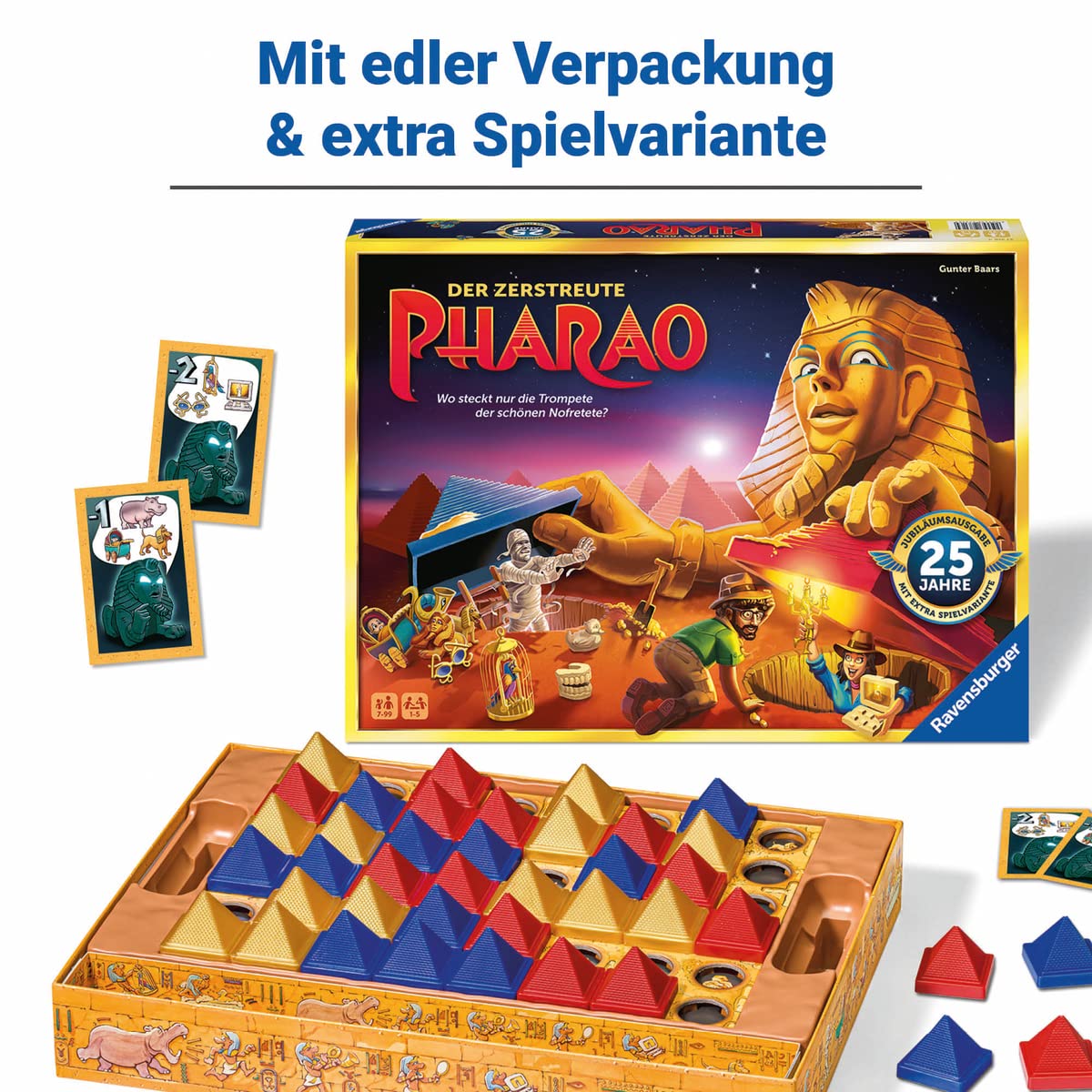 Ravensburger 27316 - Der zerstreute Pharao - 25 Jahre Jubiläumsausgabe - Gesellschaftsspiel für die ganze Familie, ab 7 Jahren, 1-5 Spieler