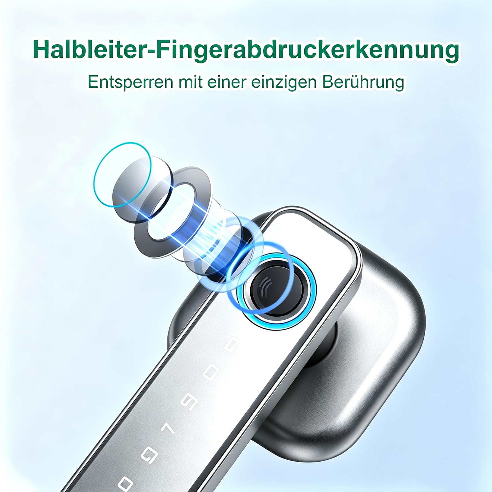5-in-1 Intelligentes Türschloss, Elektronisches Türschloss für Bluetooth | Fingerabdruck biometrische, Temporäres Passwort, Per App gesteuert, Smart Lock, IC-Karte, für Haustür, Wohnung, Hotel, Büro