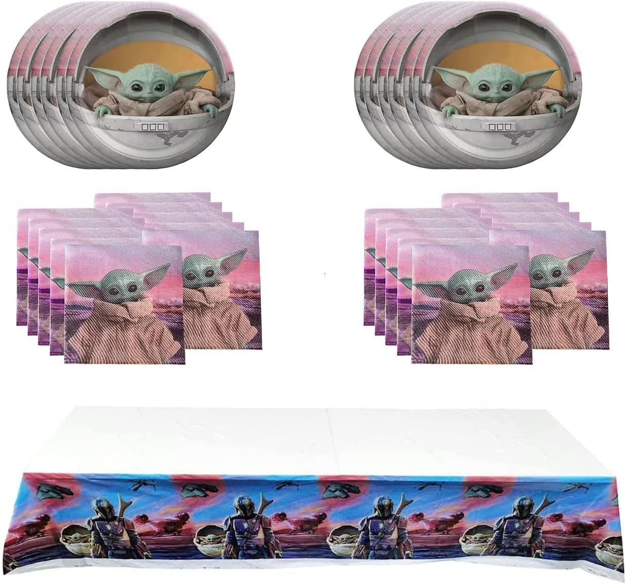 Baby Yoda Party Supplies 41Pack include 20 plates, 20