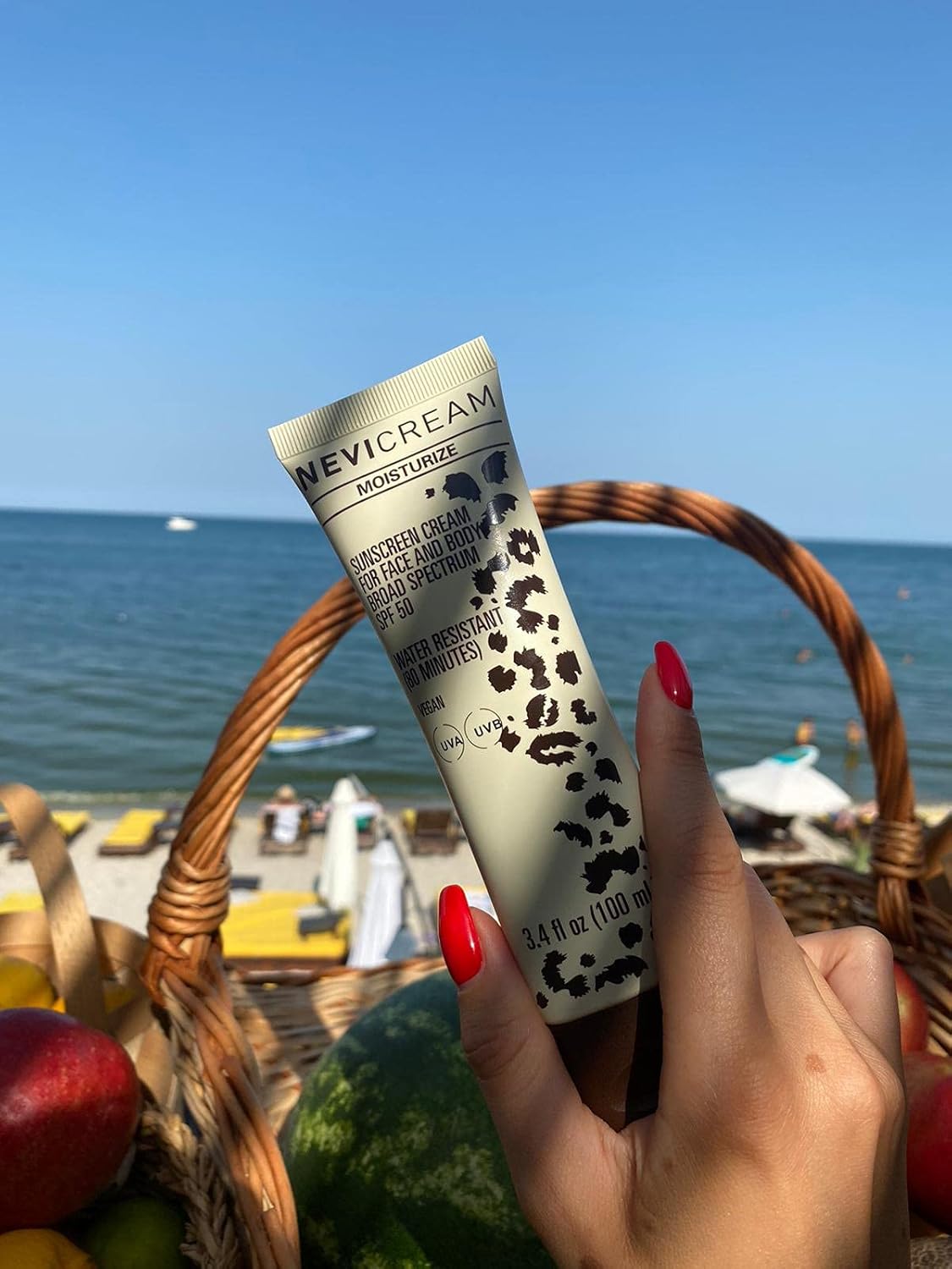 Nevicream SPF50 Physical Sunscreen Broad Spectrum UVA/UVB Vegan& Reef Friendly, Cruelty Free, Moisturizing, 97,7% Natural Origin, w/ Coconut & Jojoba seed Oil, Provitamin D3& Physavie.Water Resistant : Beauty & Personal Care