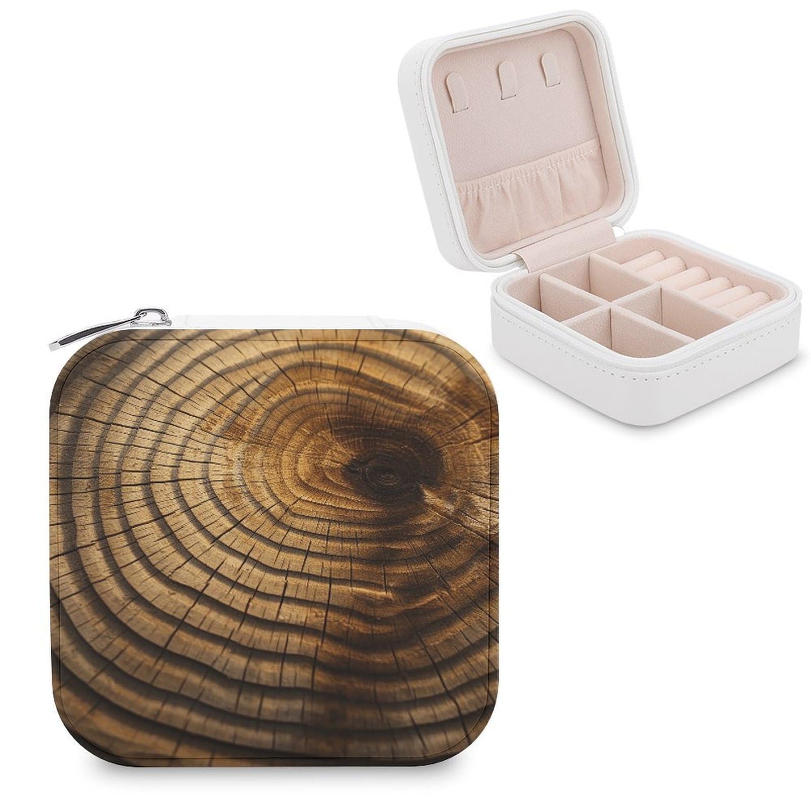 FekiLoot Tree Rings Jewelry Case Personalized Leather Jewelry Box Mini Travel Jewelry Case Small Portable Jewelry Organizer for Ring Earrings Necklace Bracelet