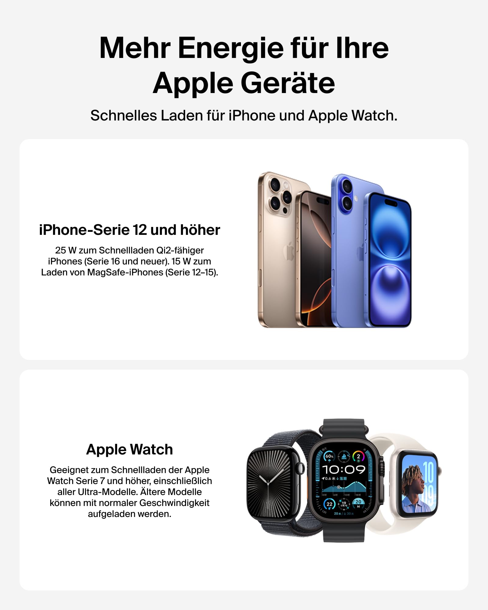 Belkin UltraCharge Pro 2-in-1 Qi2 Induktive Ladestation, 25W – Sandfarben | Verstellbar, Qi2.2-zertifiziert, MagSafe Kompatibles Kabelloses Ladegerät für iPhone, Apple Watch, Ohrhörer, mit 45W Netzteil