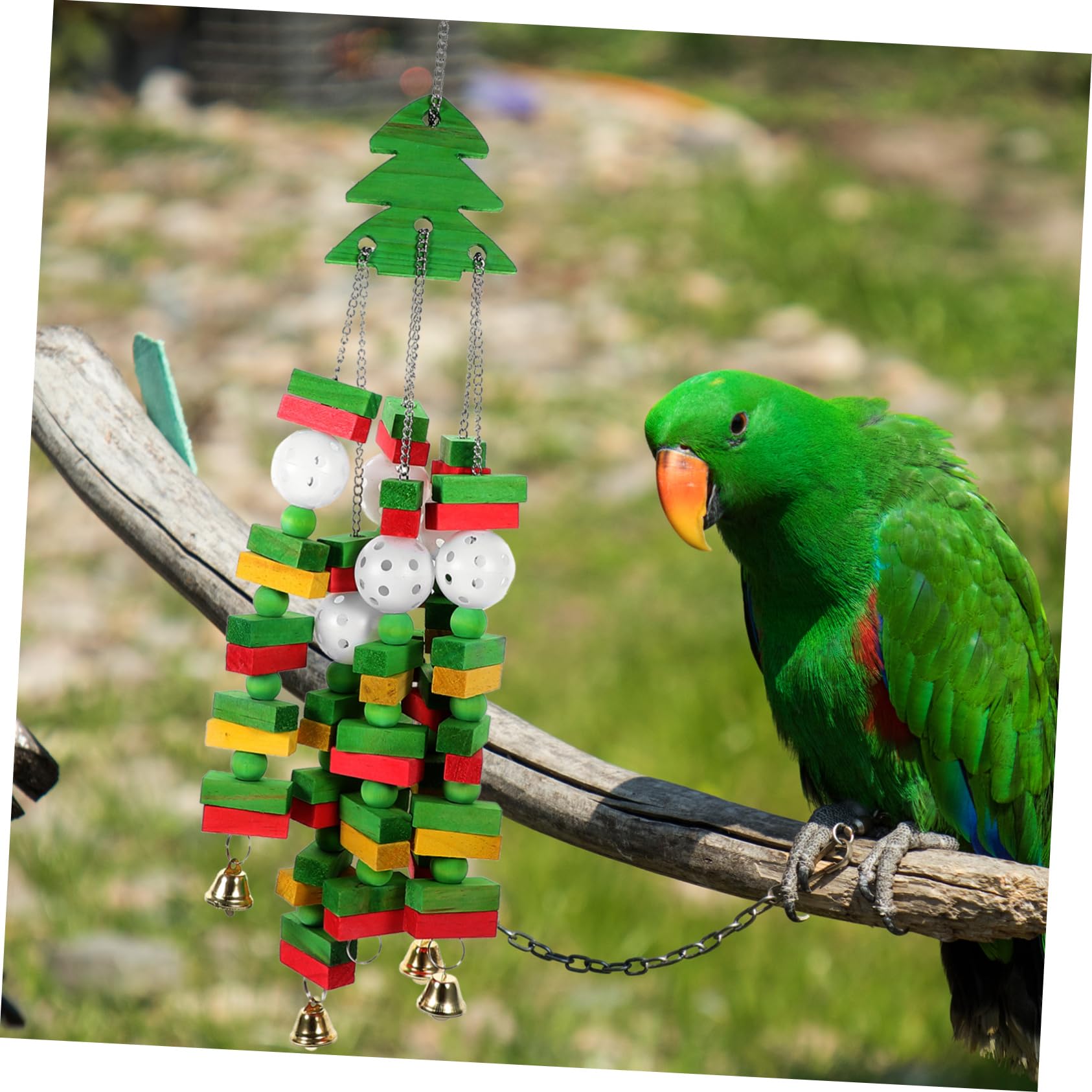 COLLBATH Vogelspielzeug in Form Eines Weihnachtsbaums Kauspielzeug für Papageien Hängespielzeug für Vogelkäfige mit Aufhängering für Bewegung und Unterhaltung