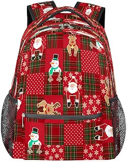 Mochilas para meninos e meninas, Natal, cervo, laptop, mochila escolar com vários bolsos, boneco de neve xadrez com alça de ombro ajustável para viagens, caminhadas, acampamento, Multi, Medium