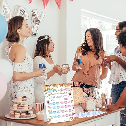 Miniatura 6 de Poen Tablero de revelación de género de Acción de Gracias con soporte What Will Our Little Pumpkin Be Maple Leaf Juego de revelación de género con