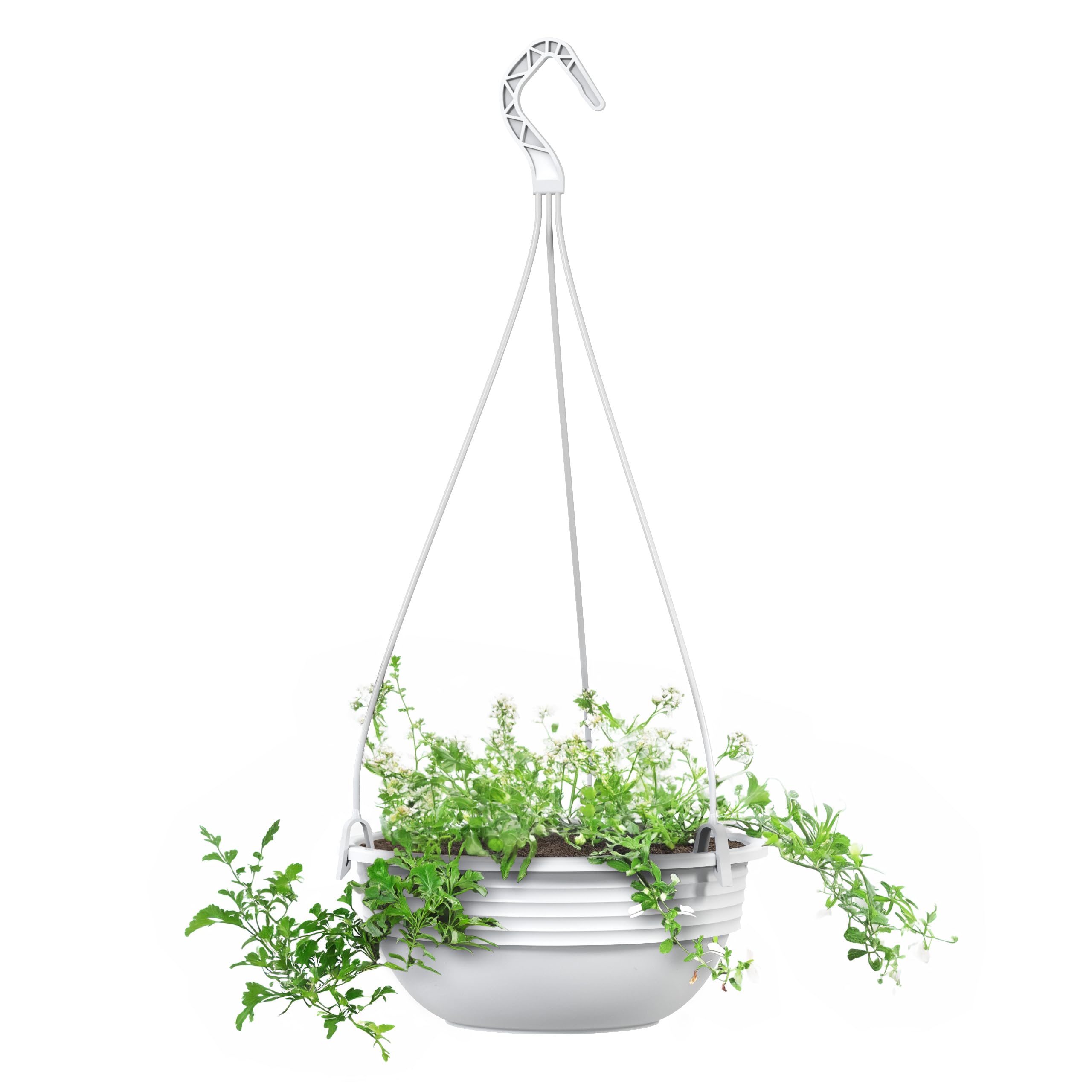 Plastard Blumenampel 32 cm Durchmesser Pflanzschale Farbe Weiß Kunststoff Blumenschale für Innen und Außen Deko Schale zum hängen witterungs- und frostbeständig