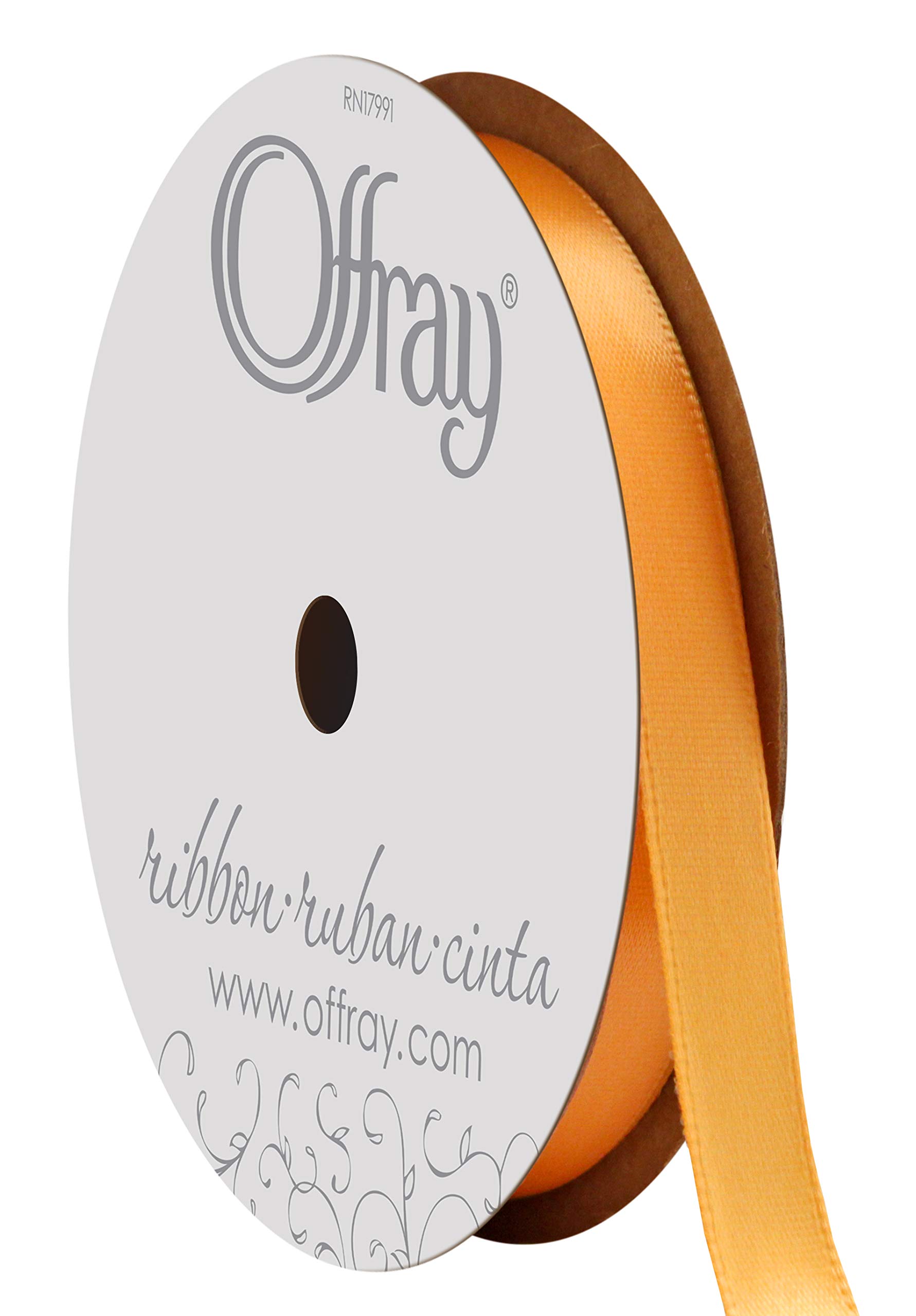 Offray Single Face Satin 3/8-Inch Wide 18-Feet, Yellow Gold