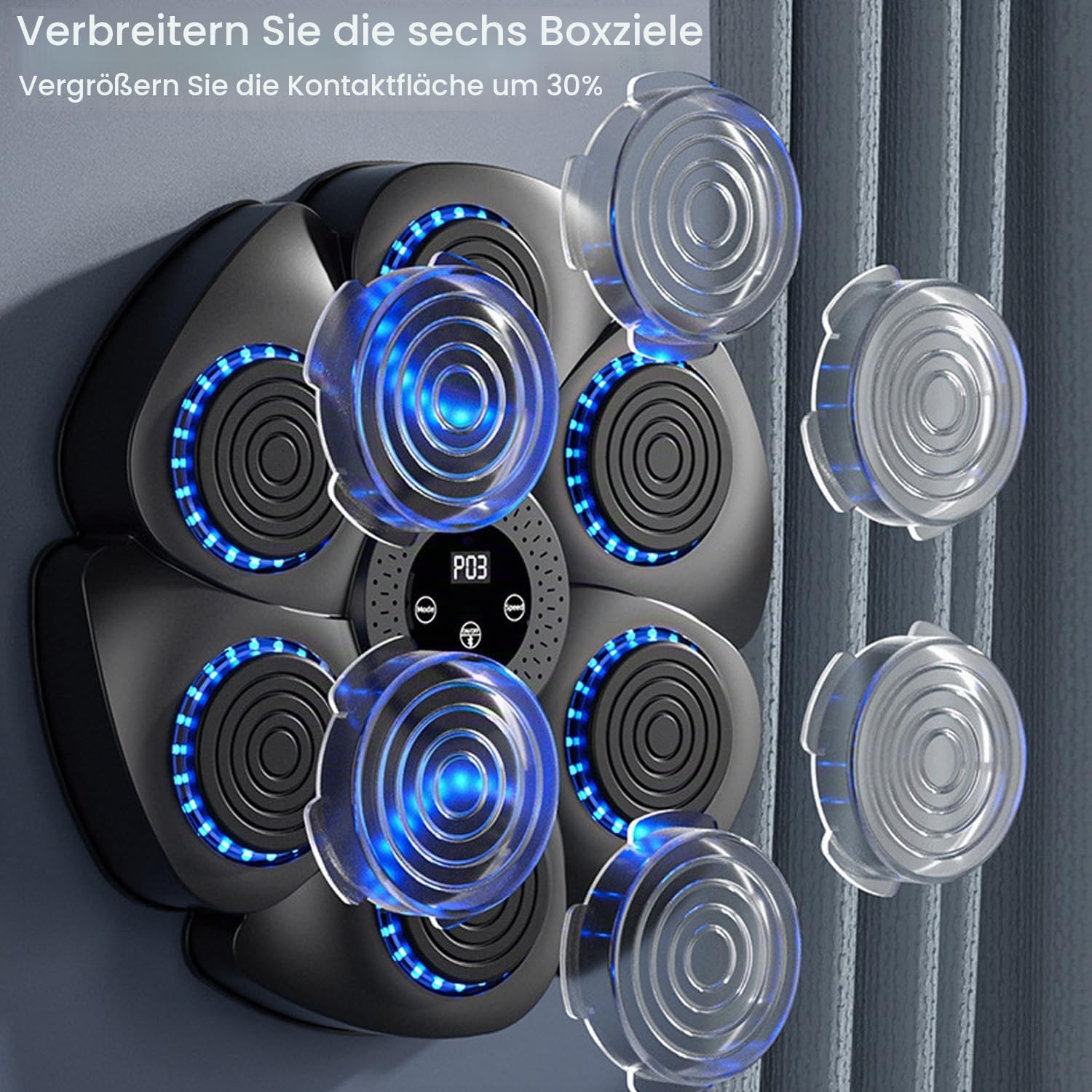 Music Boxing Machine, Musik Box Maschine mit Boxhandschuhen, Smart Musik Boxmaschine mit Bluetooth und Einstellbarer Geschwindigkeit, Wand Ziel Trainingsgeräte für Erwachsene und Kinder