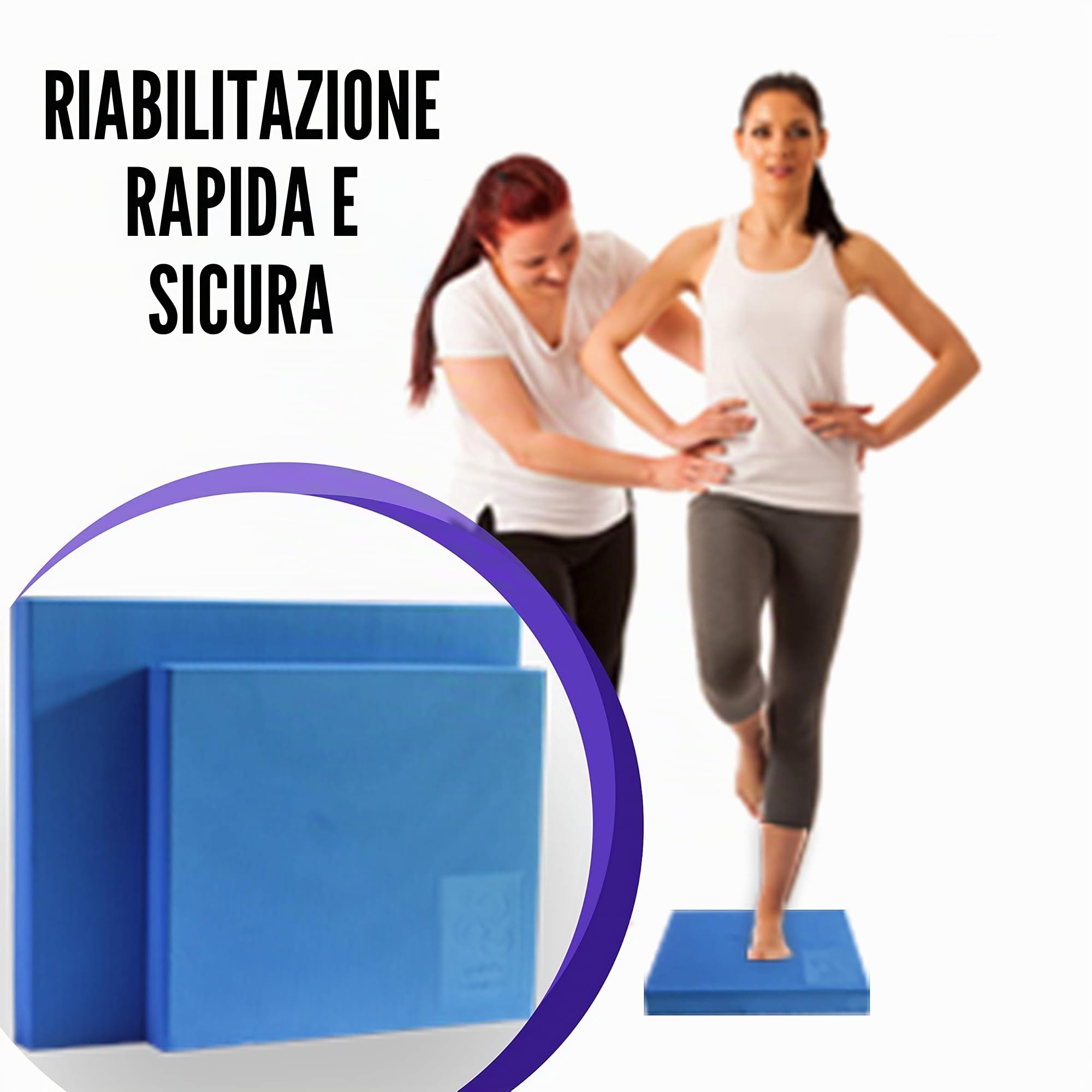 XL/L Tavola Propriocettiva in Schiuma - Cinghia Stretching e eBook Inclusi | Cuscino Propriocettivo XL/L per Fisioterapia e Riabilitazione Caviglie, Zona Lombare e Ginocchia | Tappetino Esercizi