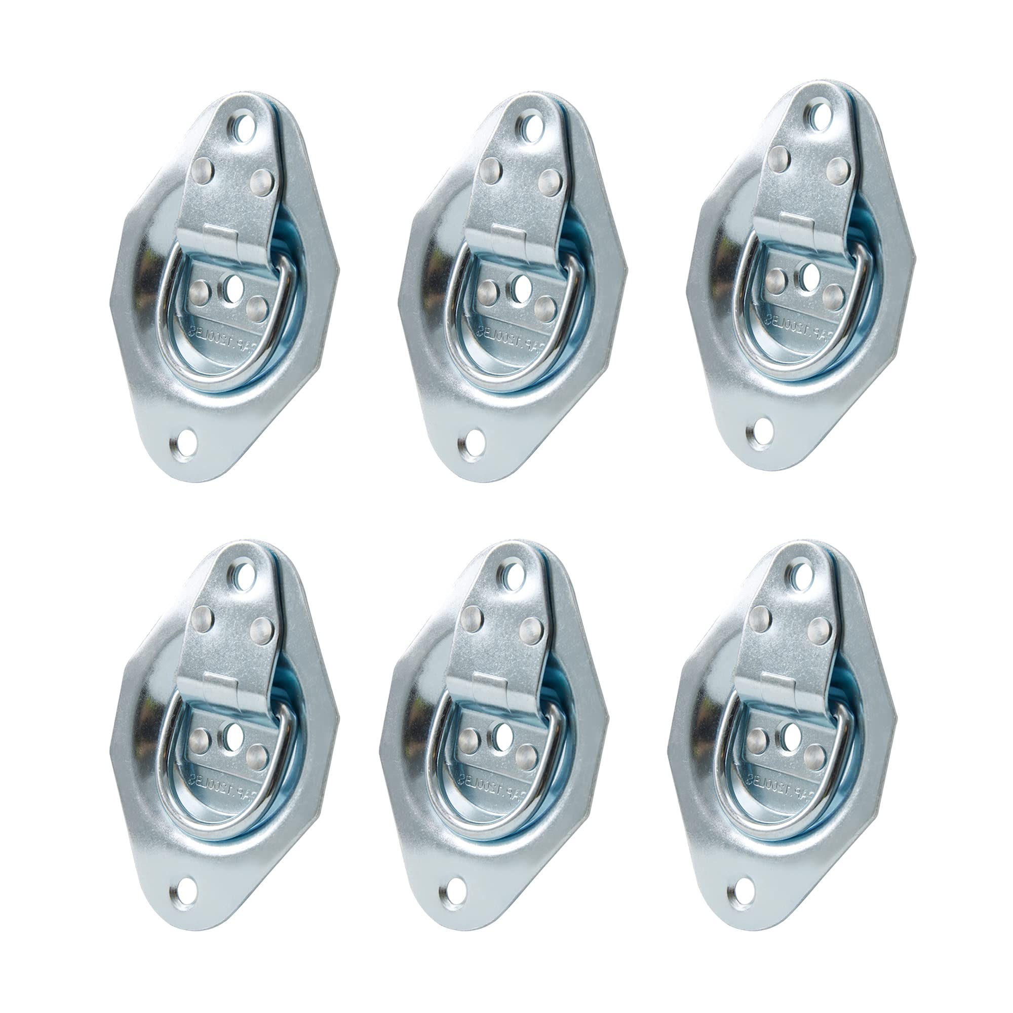 Lonffery 6 Pack Recessed D-Ring Tie Down Anchors (1200 lb. Capacity), Heavy Duty Kit for Tie Down Straps, Car, Cargo Truck Bed, Silver