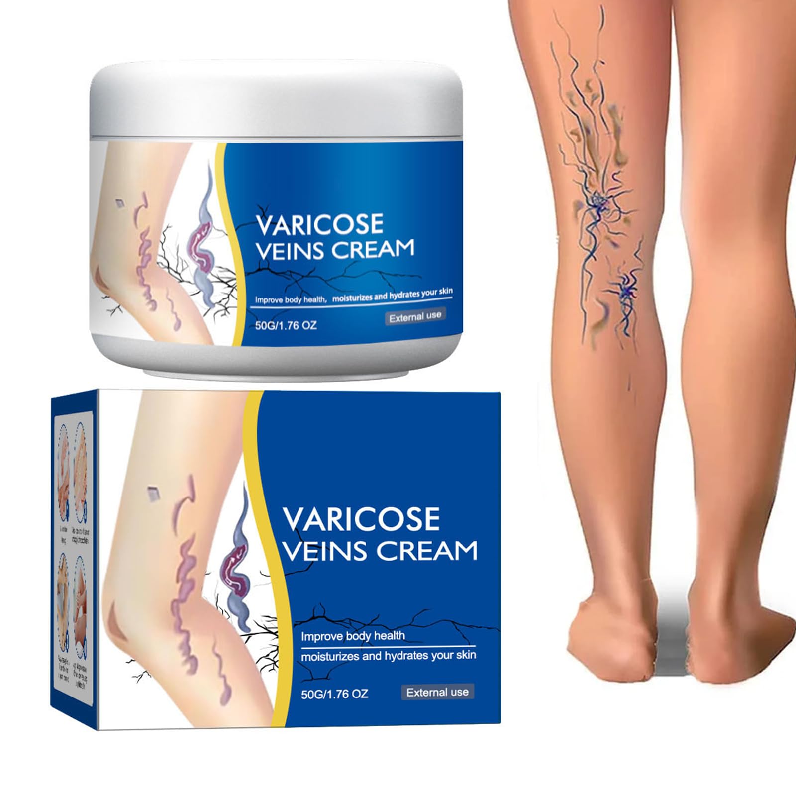 Crema per Vene Varicose,Crema per Vene Varicose Gambe,Cremas Lenitiva per Gambe,Cremas Trattamento Delle Venes Varicoses,50G