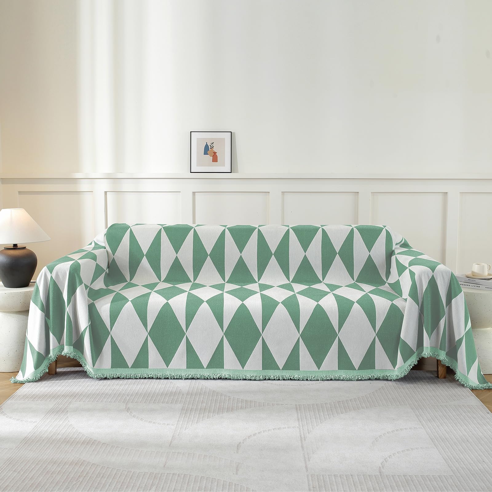 Ystyle Funda Sofa 2 Plazas - 180x280 CM, Universal, Manta Cubre Sofa, Tela, Anti Gatos, Protector Ajustable, Verde Claro Global Recycled Standard Global Recycled Standard Global Recycled Standard