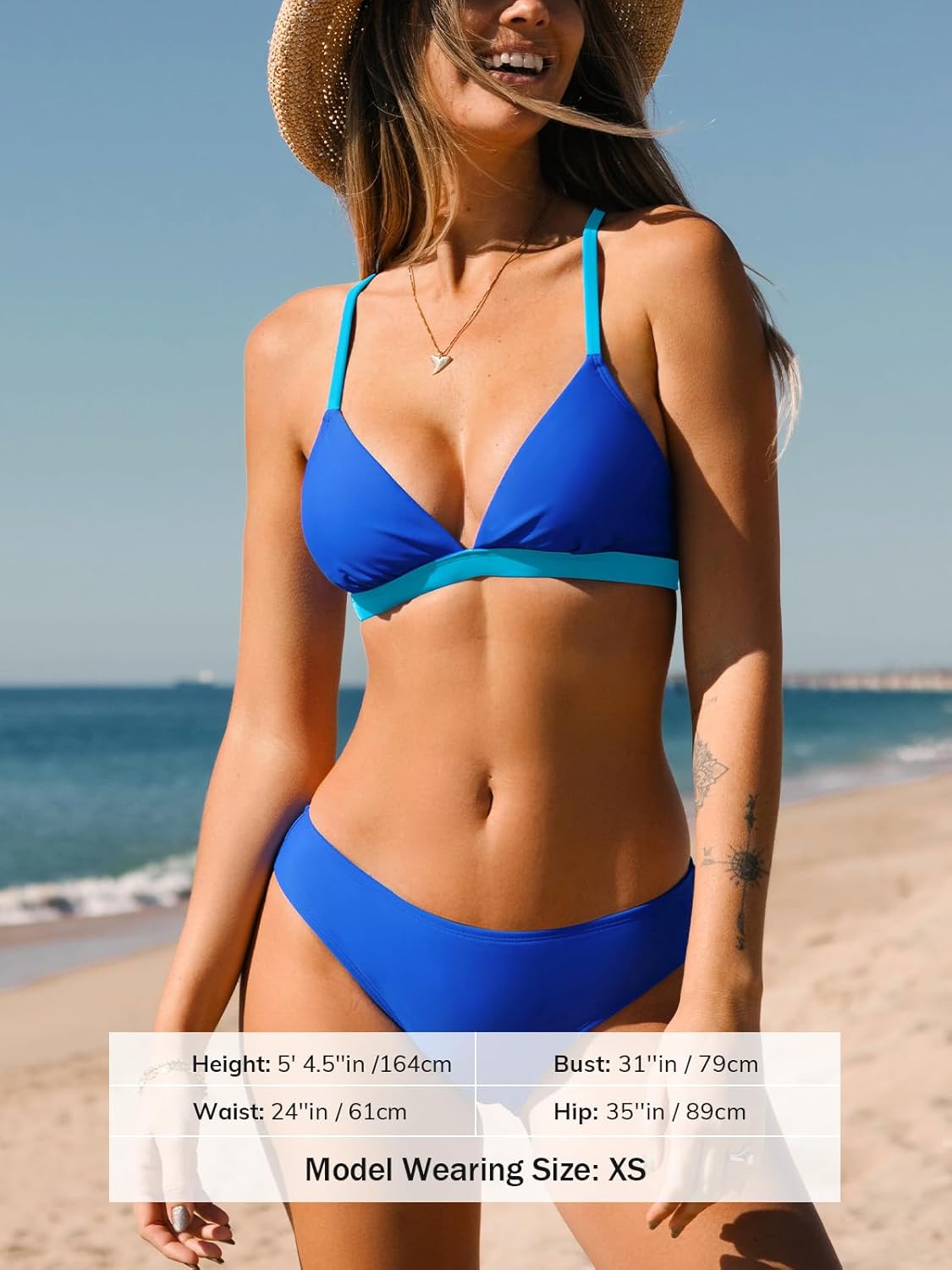 Size M CUPSHE Bikini Set for Women Two Piece Swimsuits V Neck Low Rise Crisscross Back Self Tie Spaghetti Straps