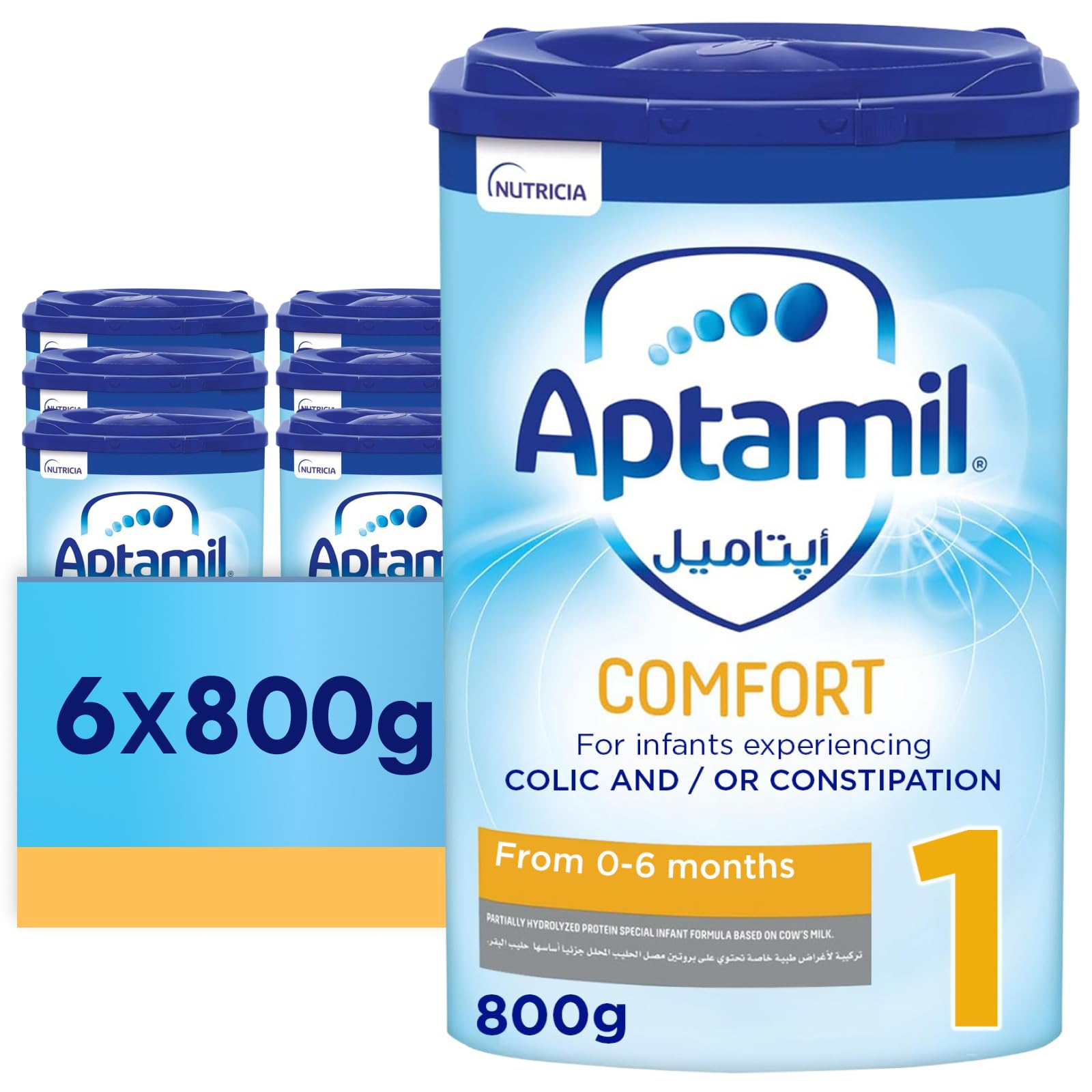 AptamilComfort 1 Formula Milk Powder, 0-6 Months (800g each) Pack of 6