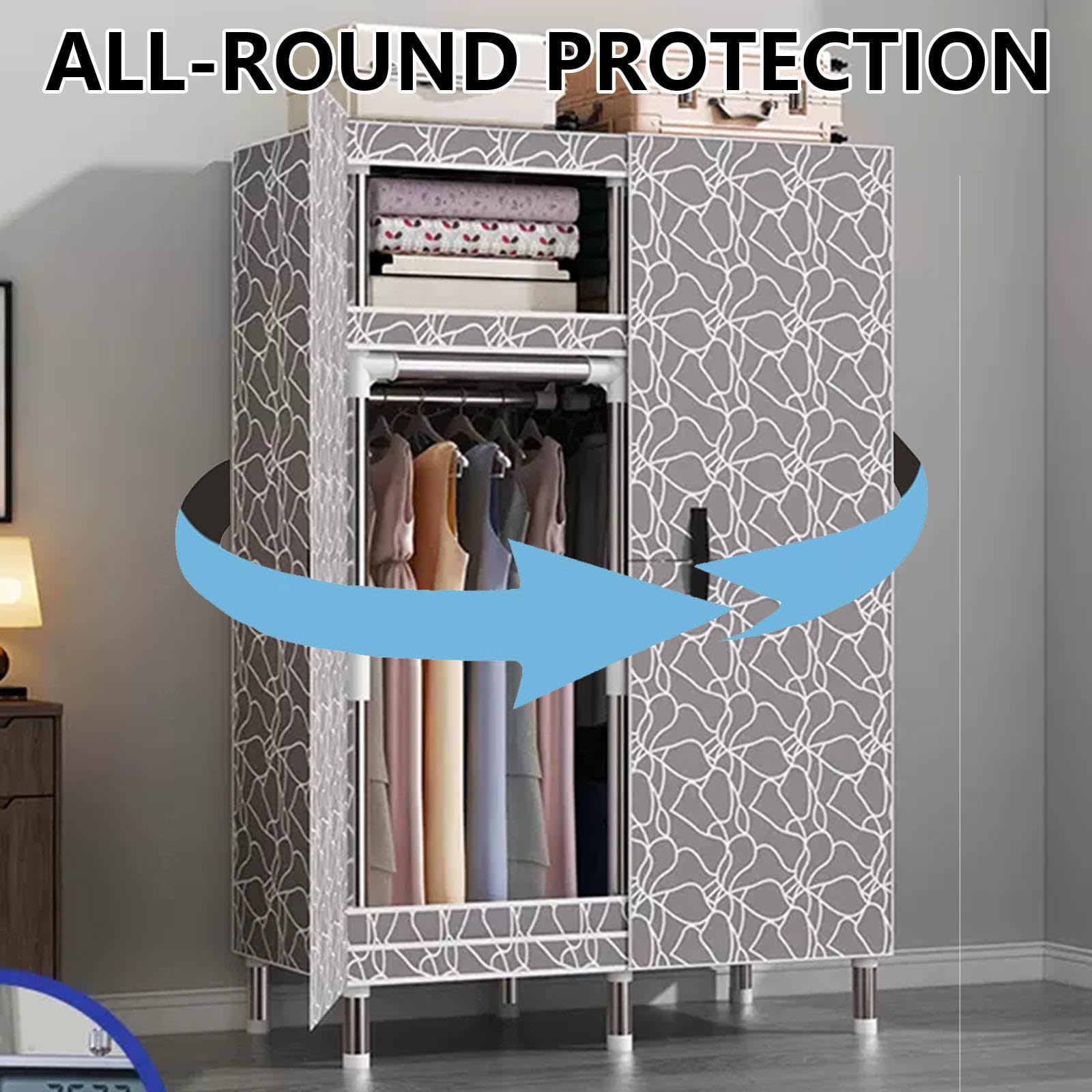 Kleiderschrank, tragbarer Kleiderschrank, Aufbewahrungsorganisator für Schlafzimmer, Kleiderschrank aus Segeltuch, Einfach zu montieren, A-85 x 45 x 170 cm