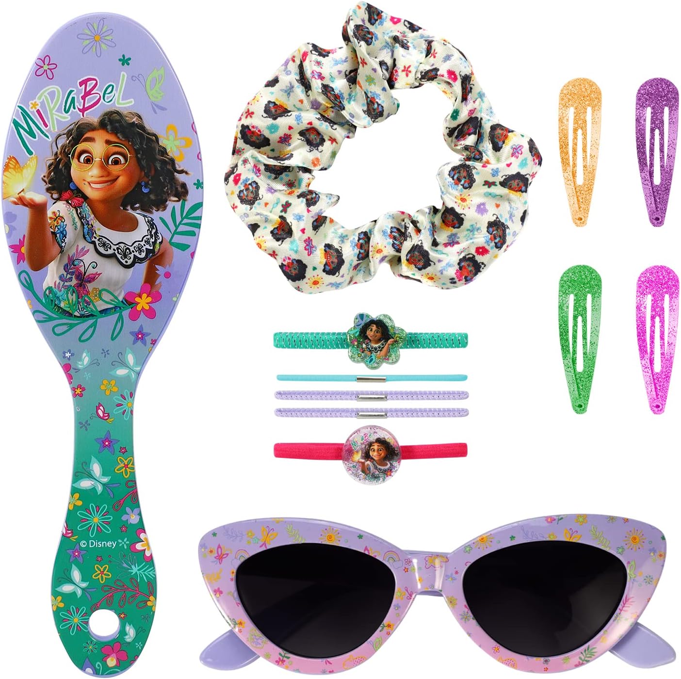 Encanto 12pc Girls Kids Sunglasses Hair Accessories Comb Clips Bands Beauty Set with Carry Case