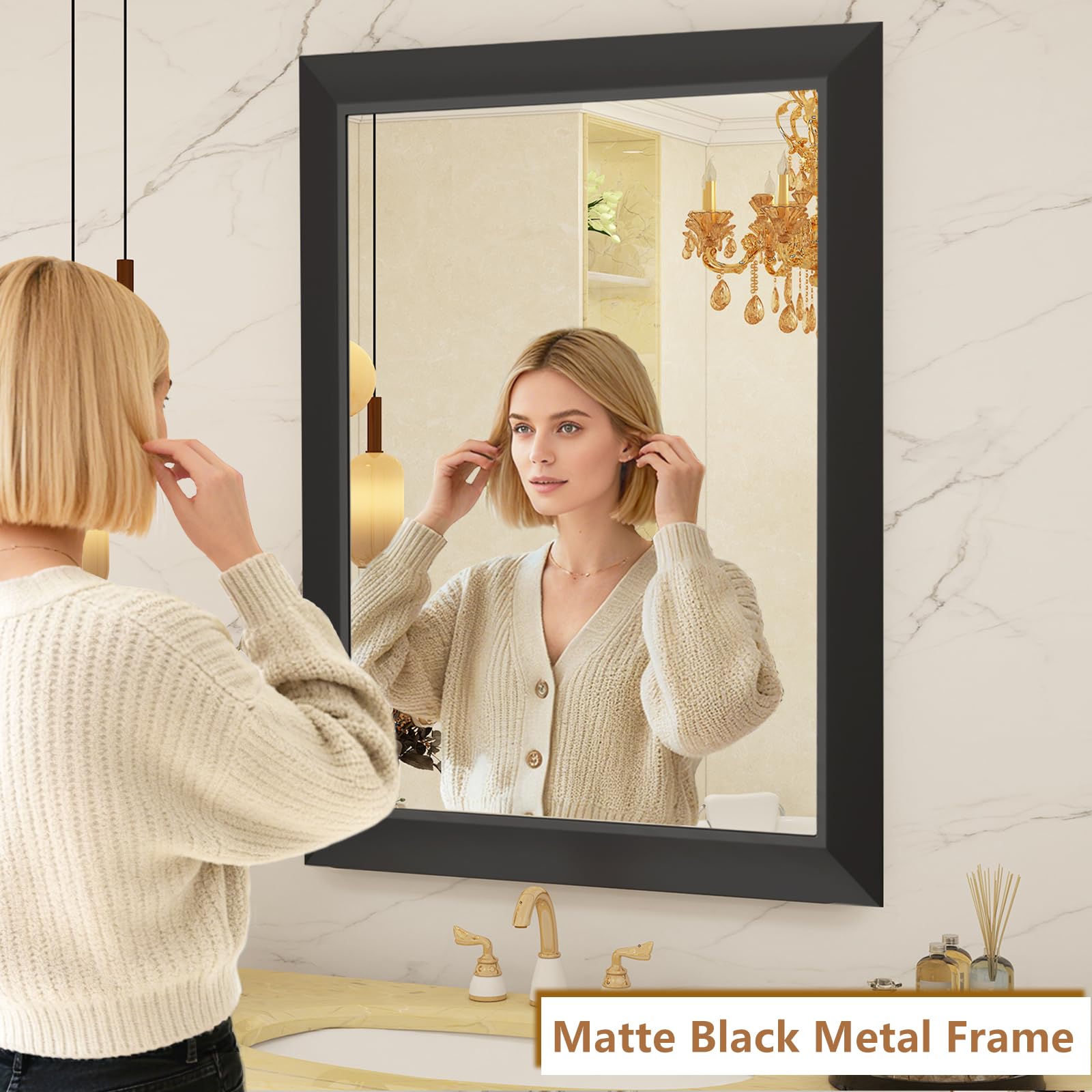 Amazon.com: SMIROR Matte Black Bathroom Mirror for Over Sink 20x