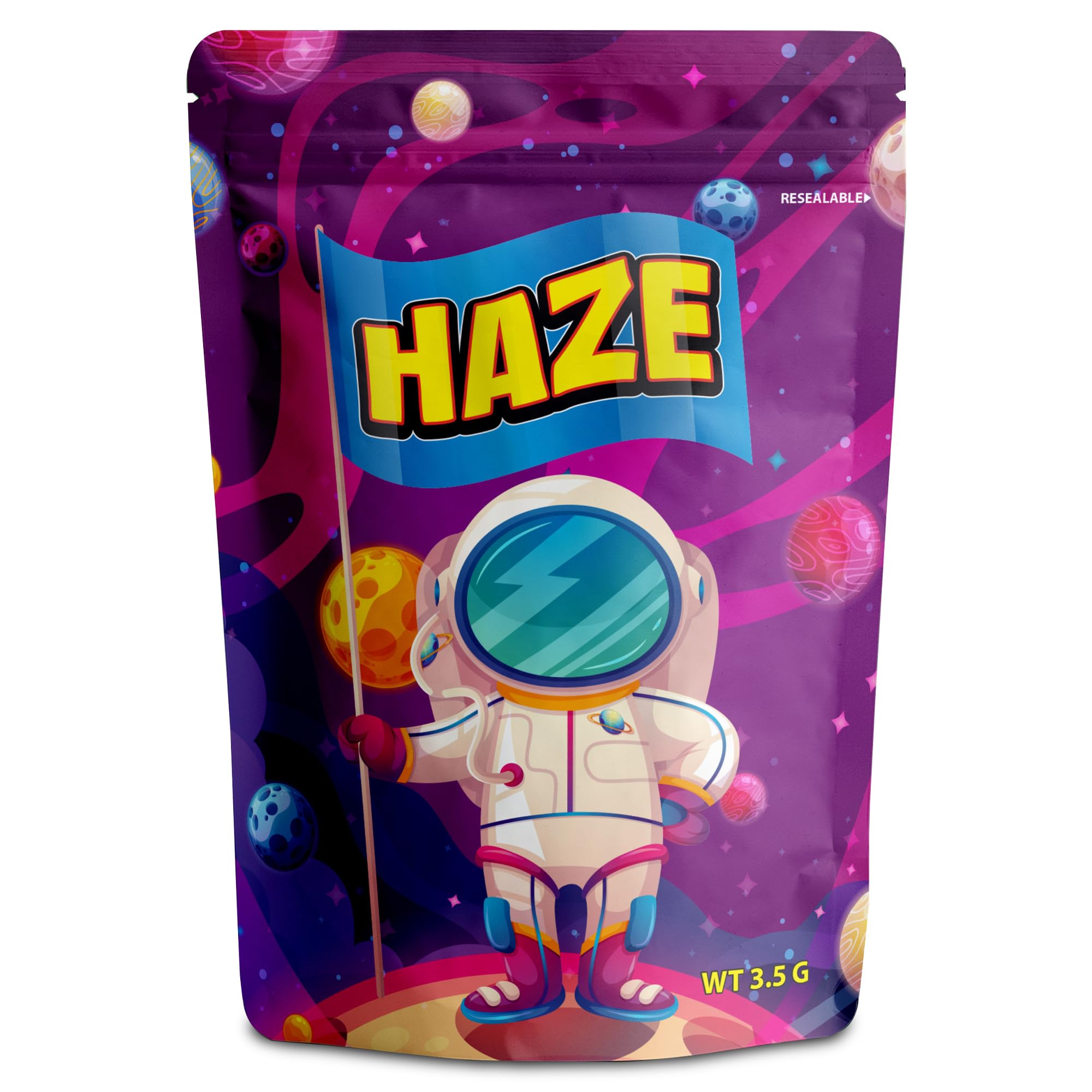 100 Pcs Cali Packs 3.5g Bag Mylar Storage Bags, Ziplock Smell Proof Pouches 12 cm x 10 cm, 3.5g Reusable Baggies for Snack, Candy Cookies Stand up pouches (Haze) — image 1