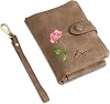 Personalized Custom Wallet with Name & Birth Flower for Women Multi Credit Card Wallet With Wrist Strap Birthday Gifts for Mom Mothers Day Brown