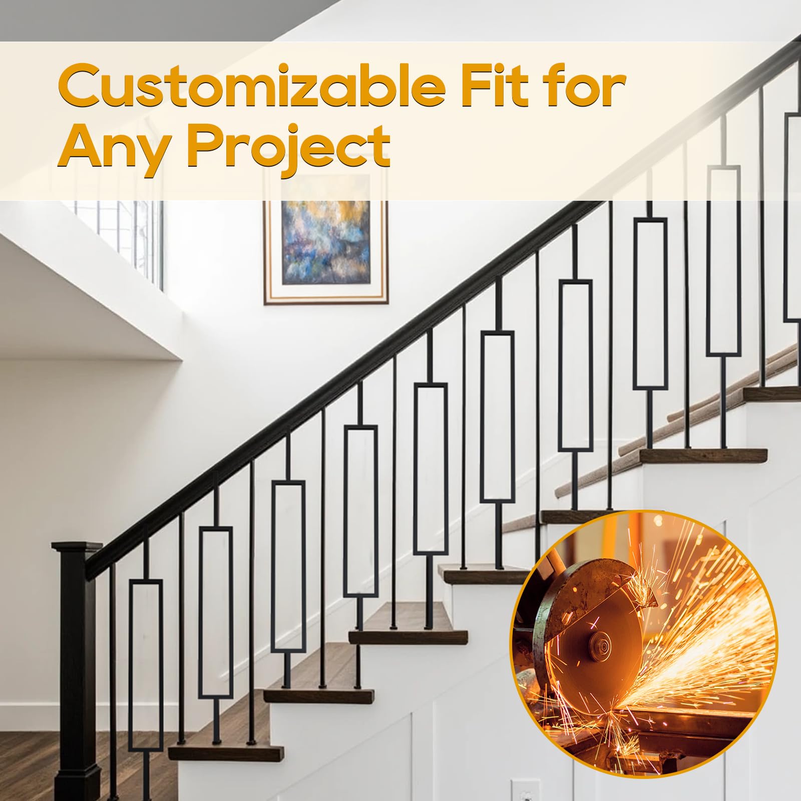 Rectangular Balusters Snapklik.com : 12P Wrought Iron Stair Balusters, 44 Inches Deck ...