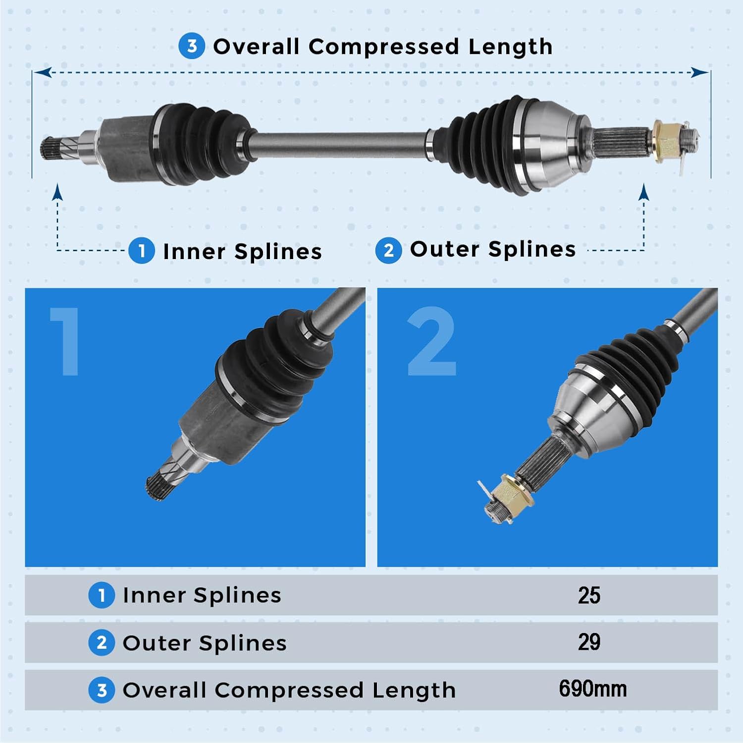 Front Left Driver Side CV Axle Shaft Assembly for 2013-2019 Nissan Sentra 1.8L w/Automatic CVT Trans.